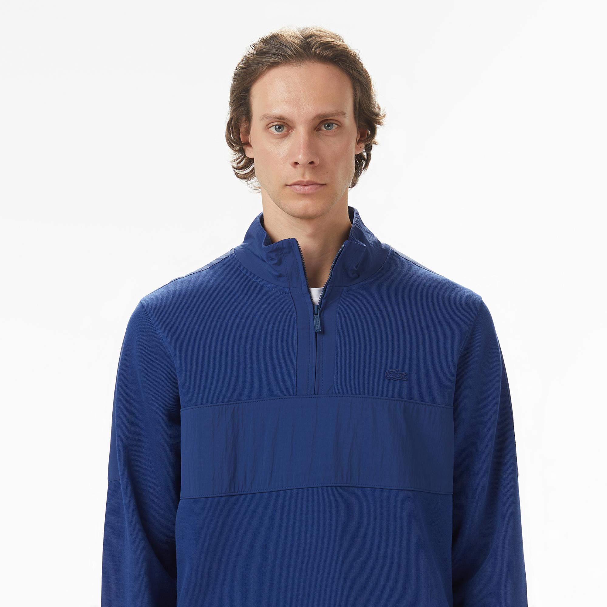 Lacoste Erkek Classic Fit Yarım Fermuarlı Lacivert Sweatshirt