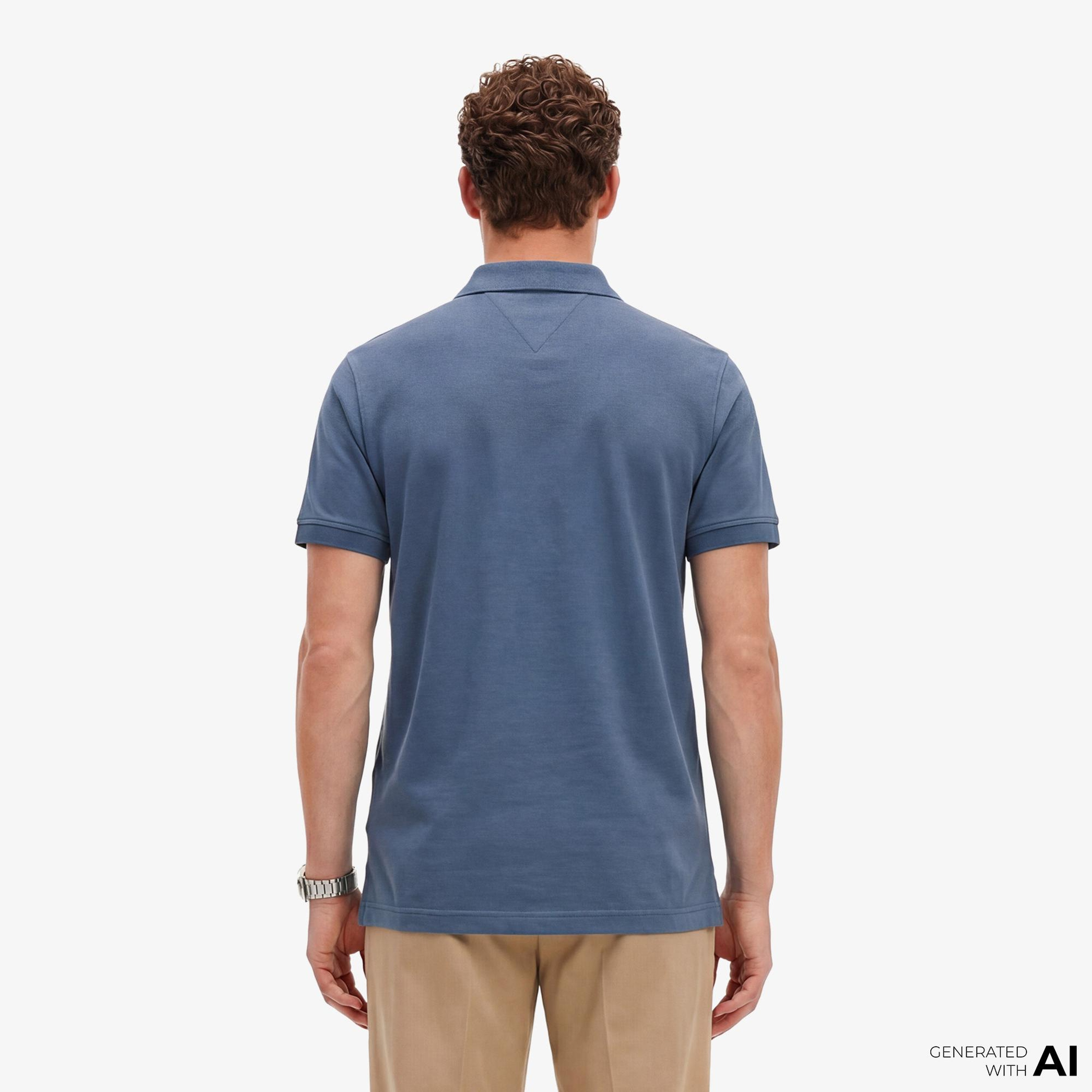 Tommy Hilfiger Elevated Essentials Erkek Mavi Polo Yaka T-Shirt
