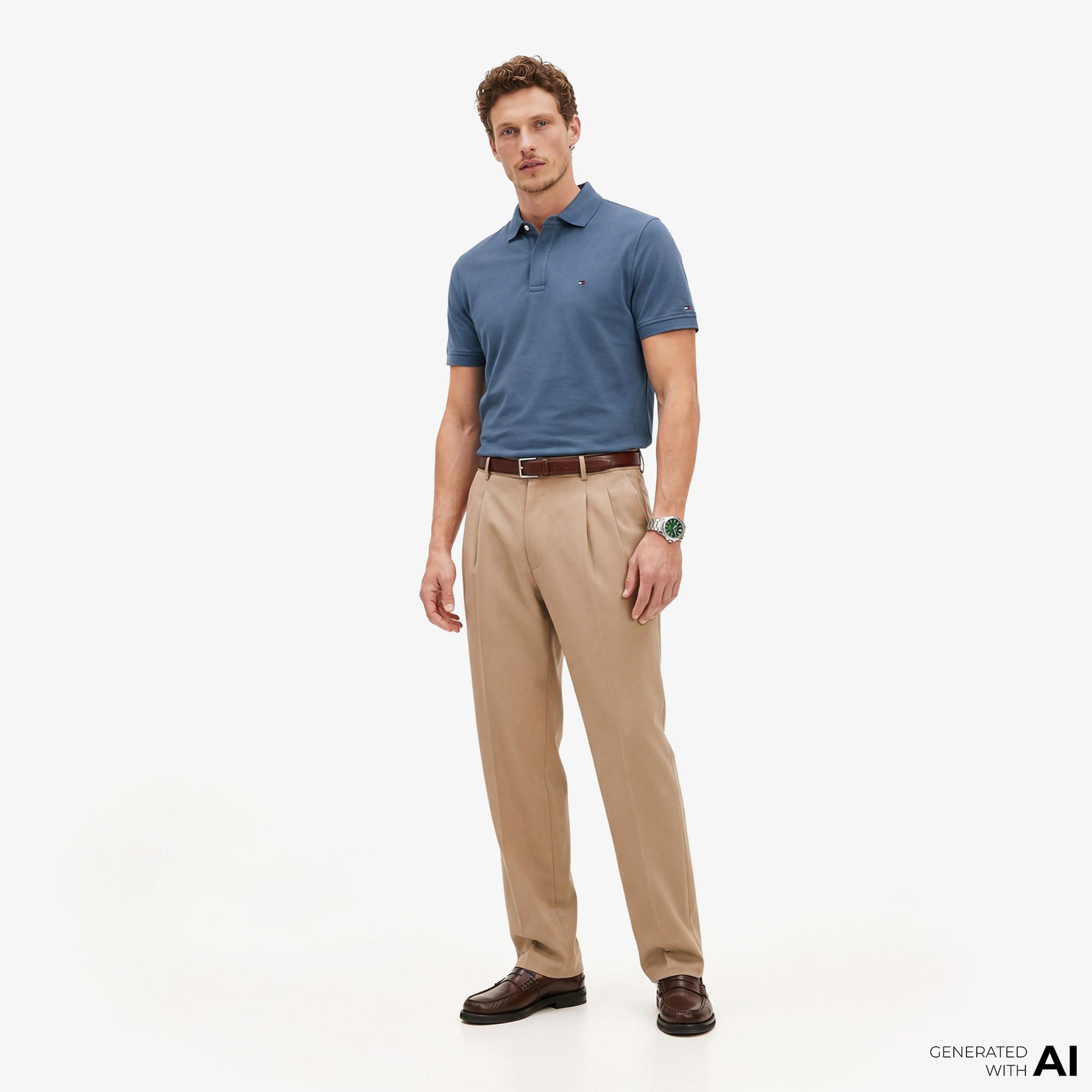 Tommy Hilfiger Elevated Essentials Erkek Mavi Polo Yaka T-Shirt