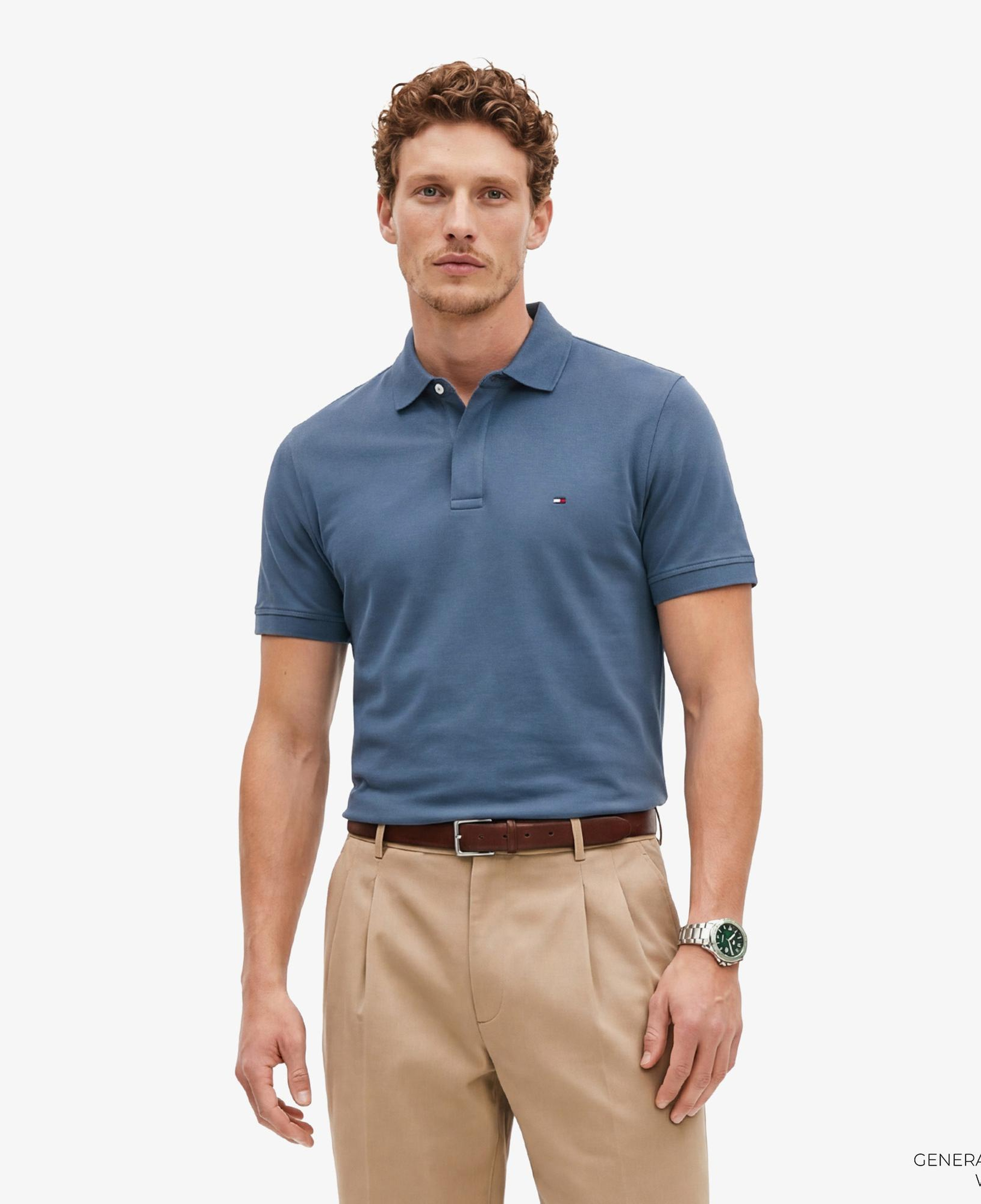 Tommy Hilfiger Elevated Essentials Erkek Mavi Polo Yaka T-Shirt