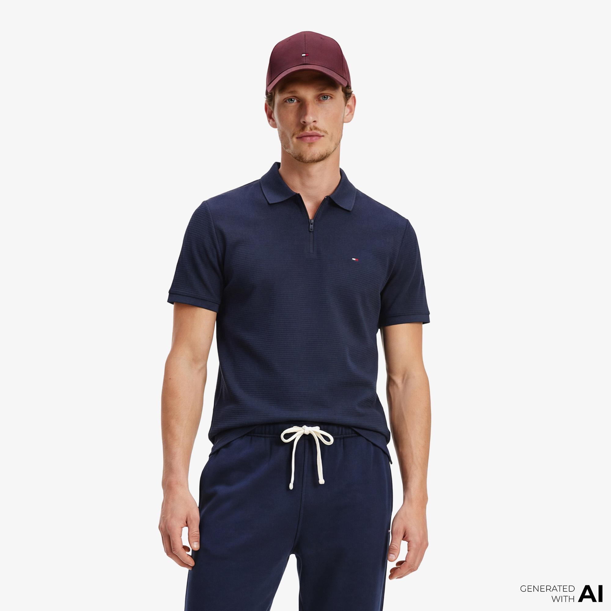 Tommy Hilfiger Performance Erkek Lacivert Polo Yaka T-Shirt