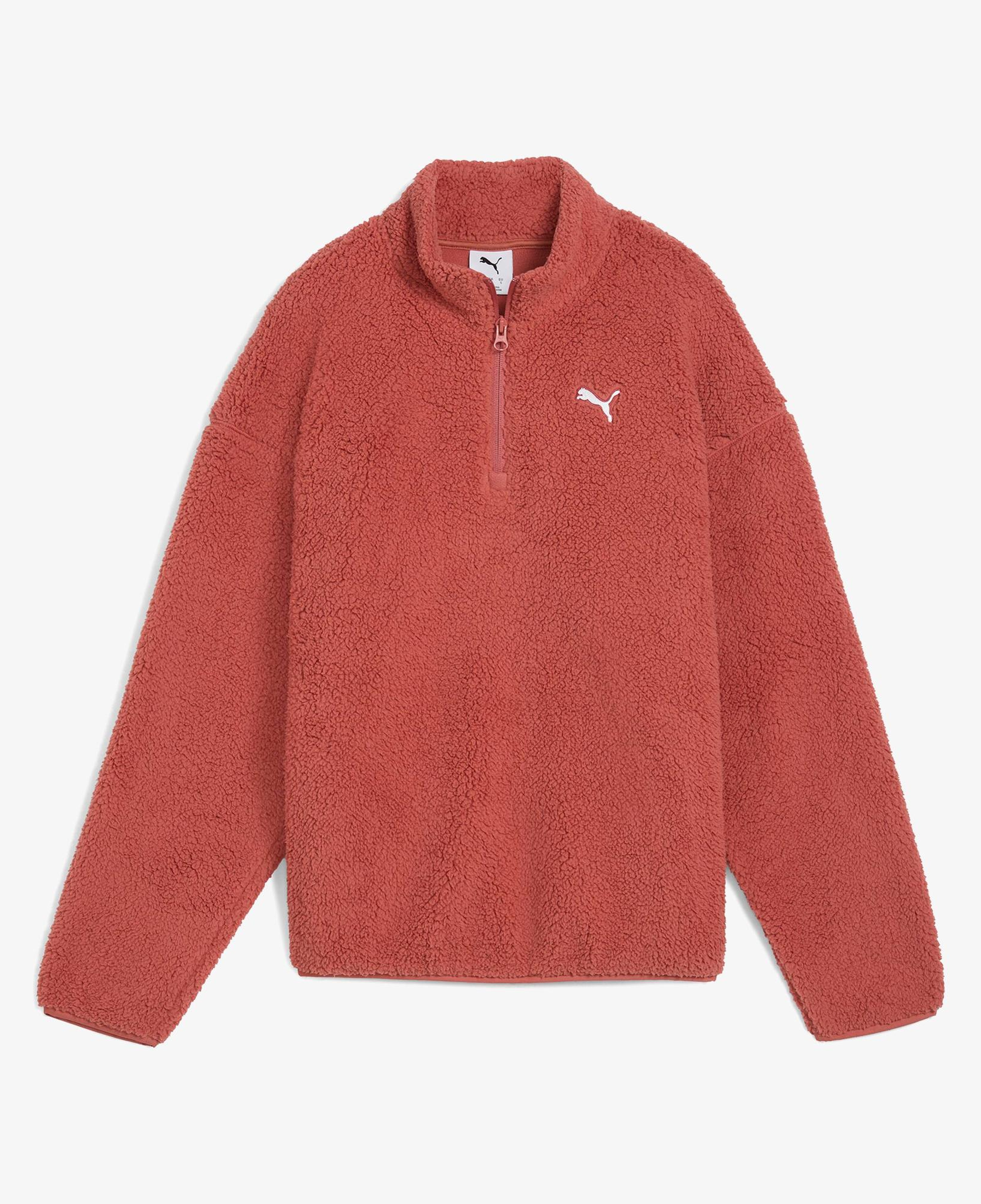 Puma Essential Elevated Half-Zip Crew Kadın Kırmızı Sweatshirt
