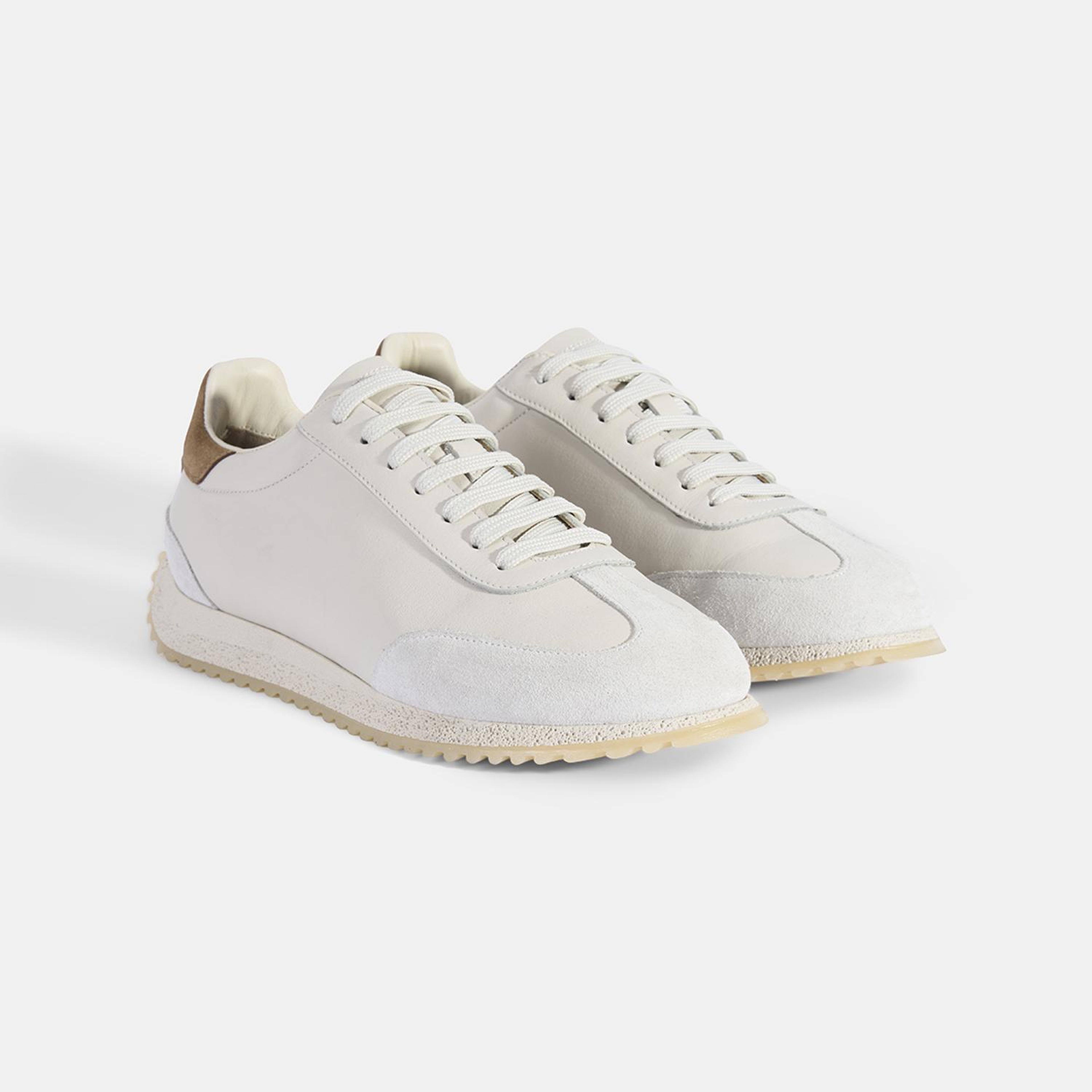 Erkek Beyaz Bağcıklı Deri Spor Ayakkabı