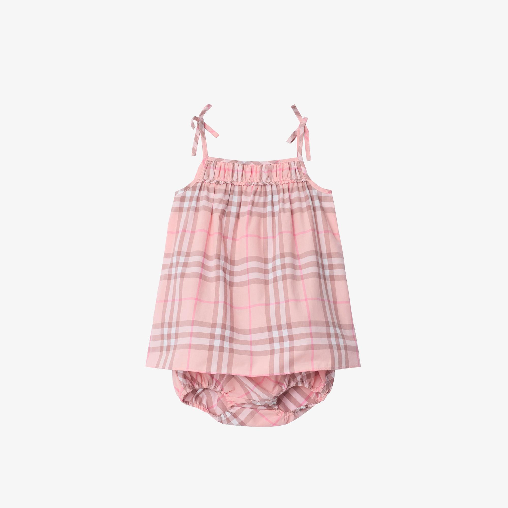 Burberry Check Cotton Çocuk Pembe Elbise