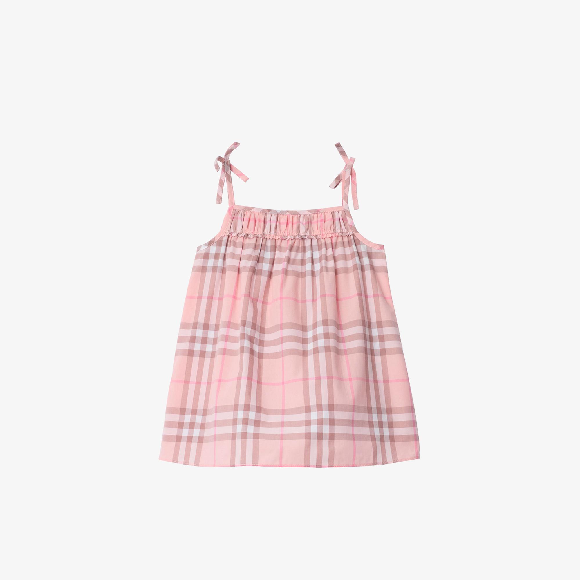 Burberry Check Cotton Çocuk Pembe Elbise