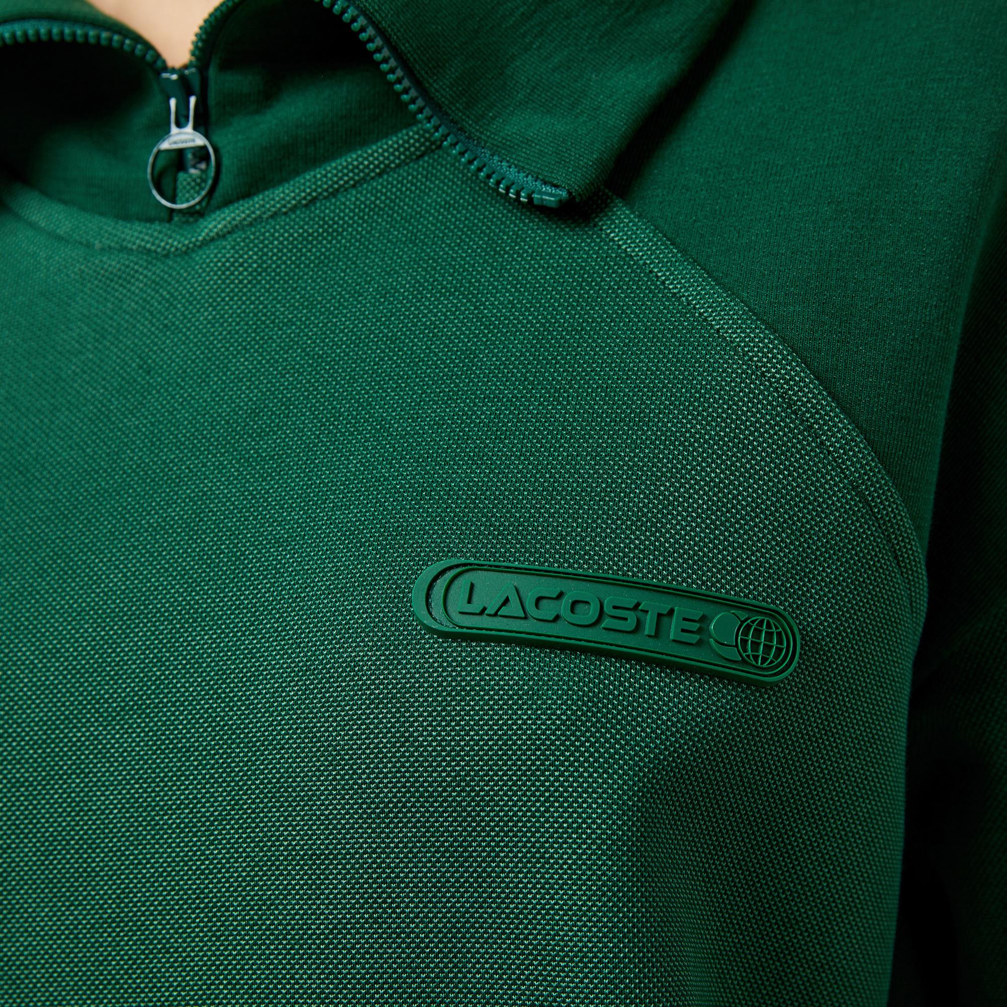 Lacoste Kadın Regular Fit Fermuarlı Dik Yaka Koyu Yeşil Sweatshirt