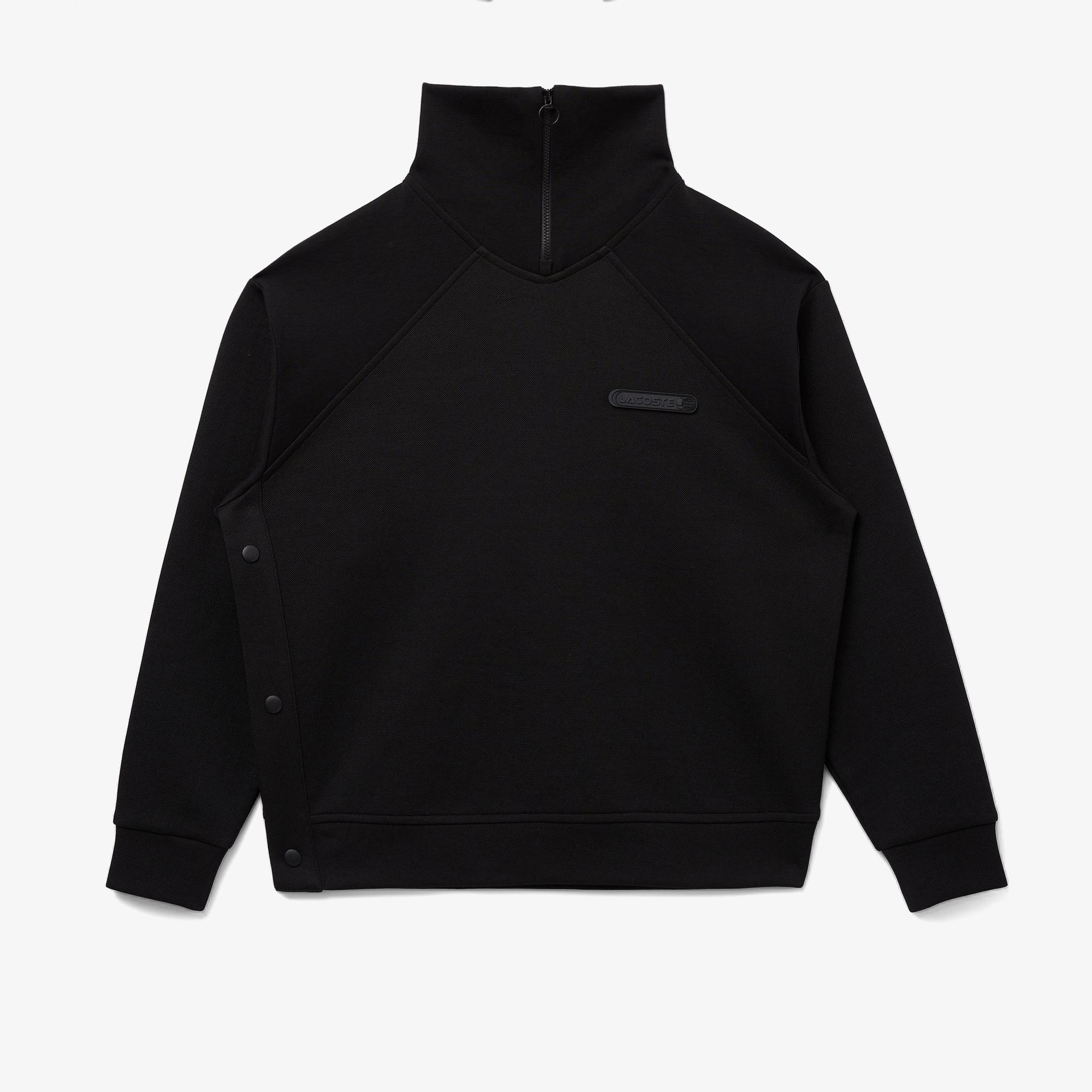 Lacoste Kadın Regular Fit Fermuarlı Dik Yaka Siyah Sweatshirt