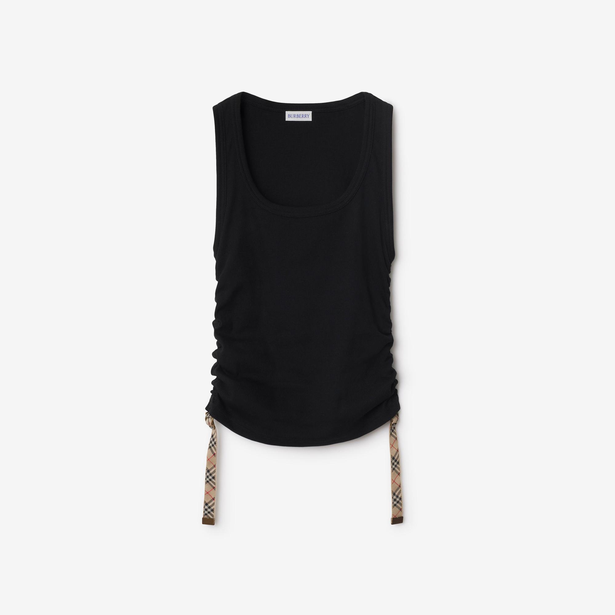 Burberry For Trim Stretch Cotton Vest Kadın Siyah T-Shirt