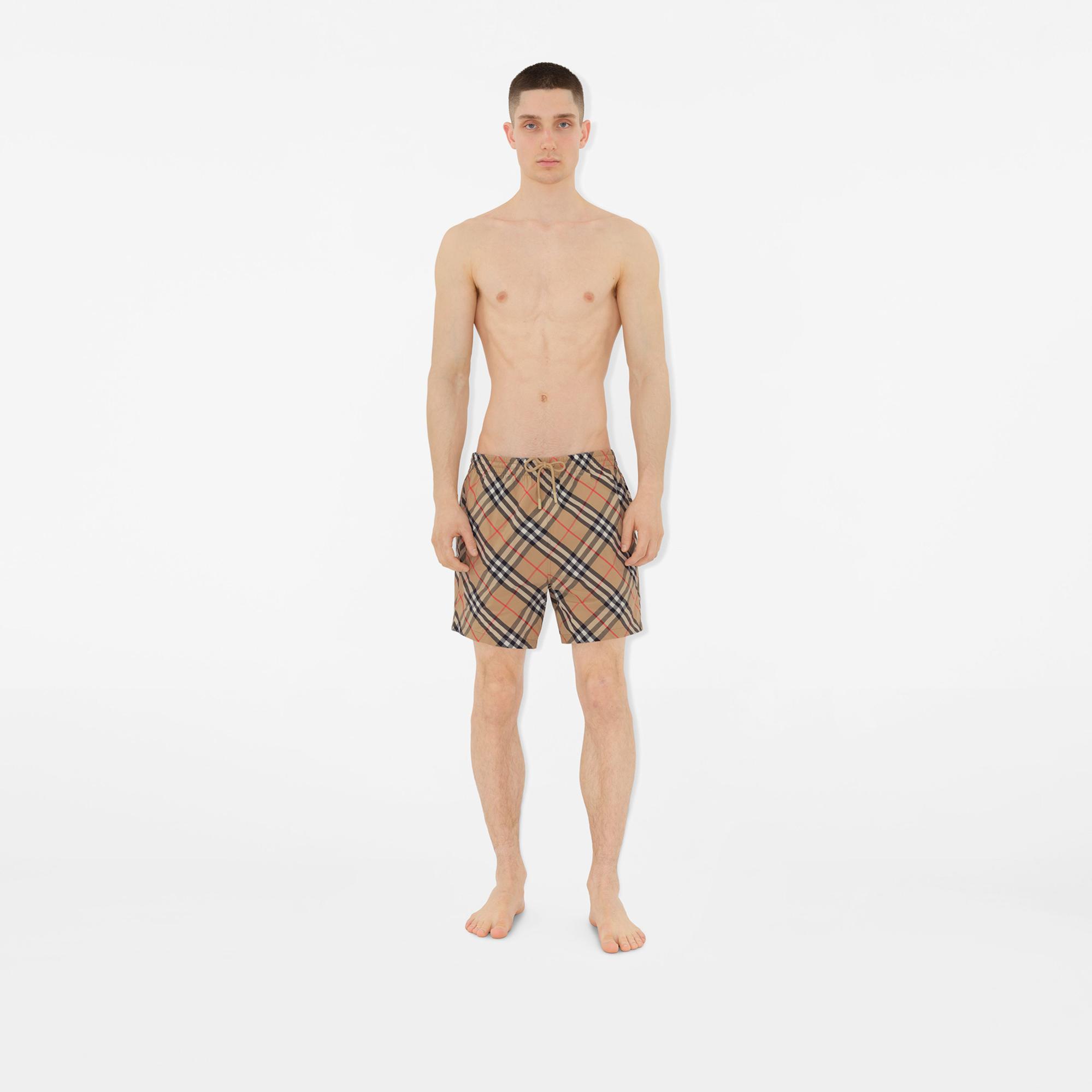 Burberry Check Erkek Bej Deniz Şortu