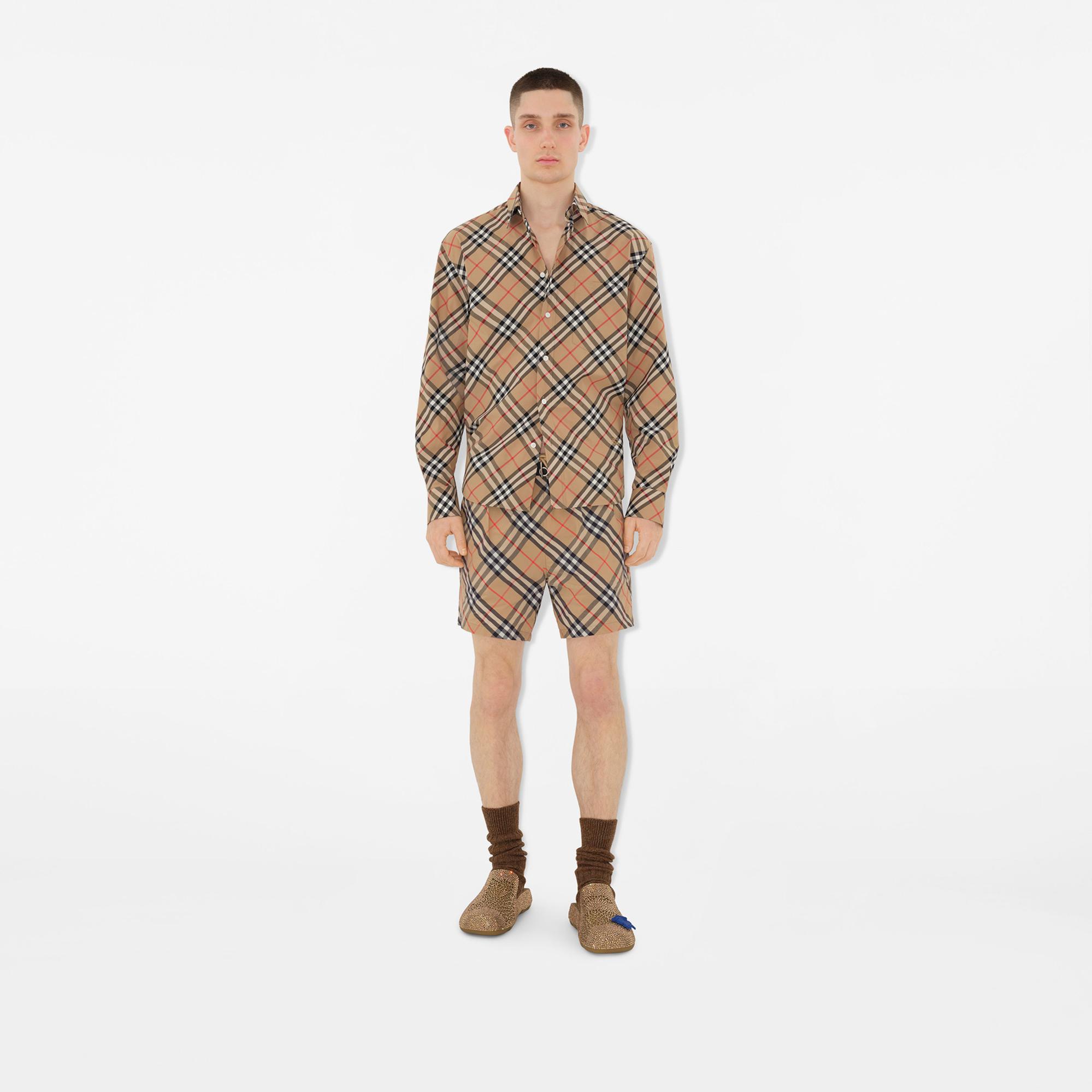 Burberry Check Erkek Bej Deniz Şortu