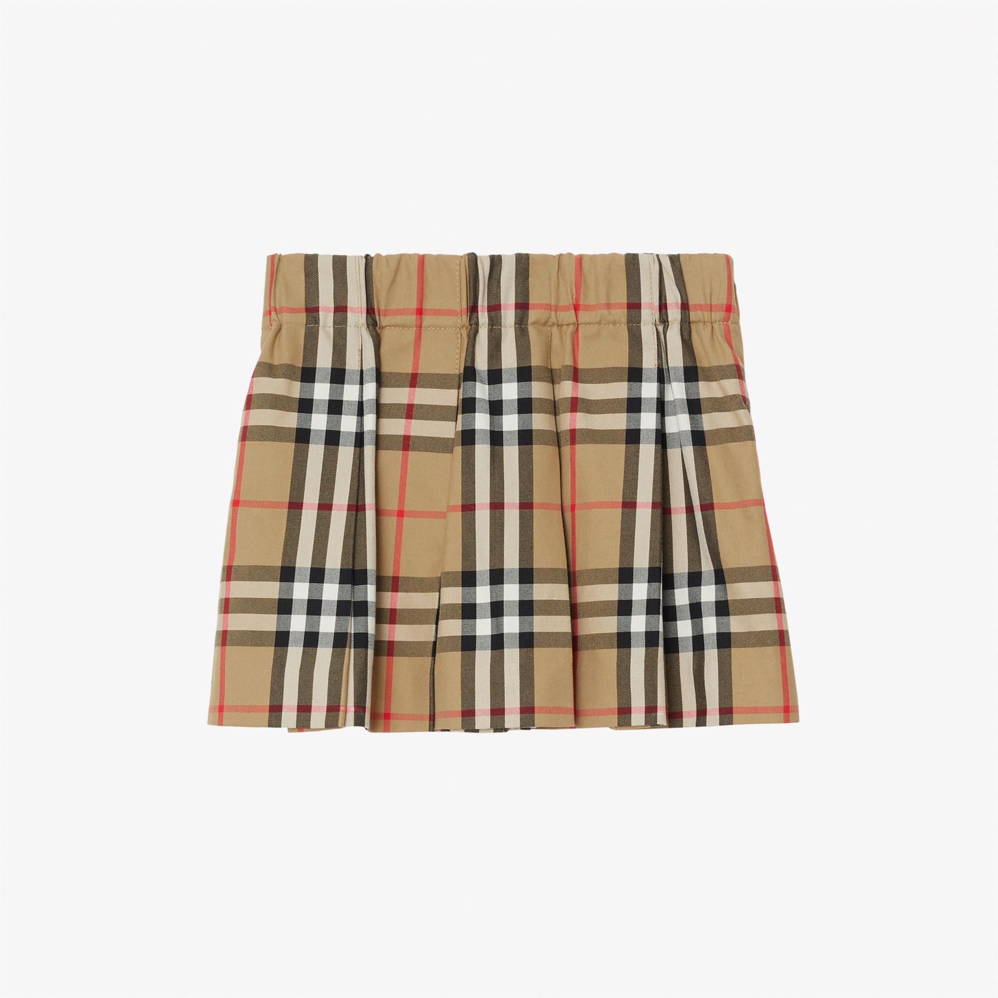 Burberry Check Pamuk Pleated Çocuk Bej Etek