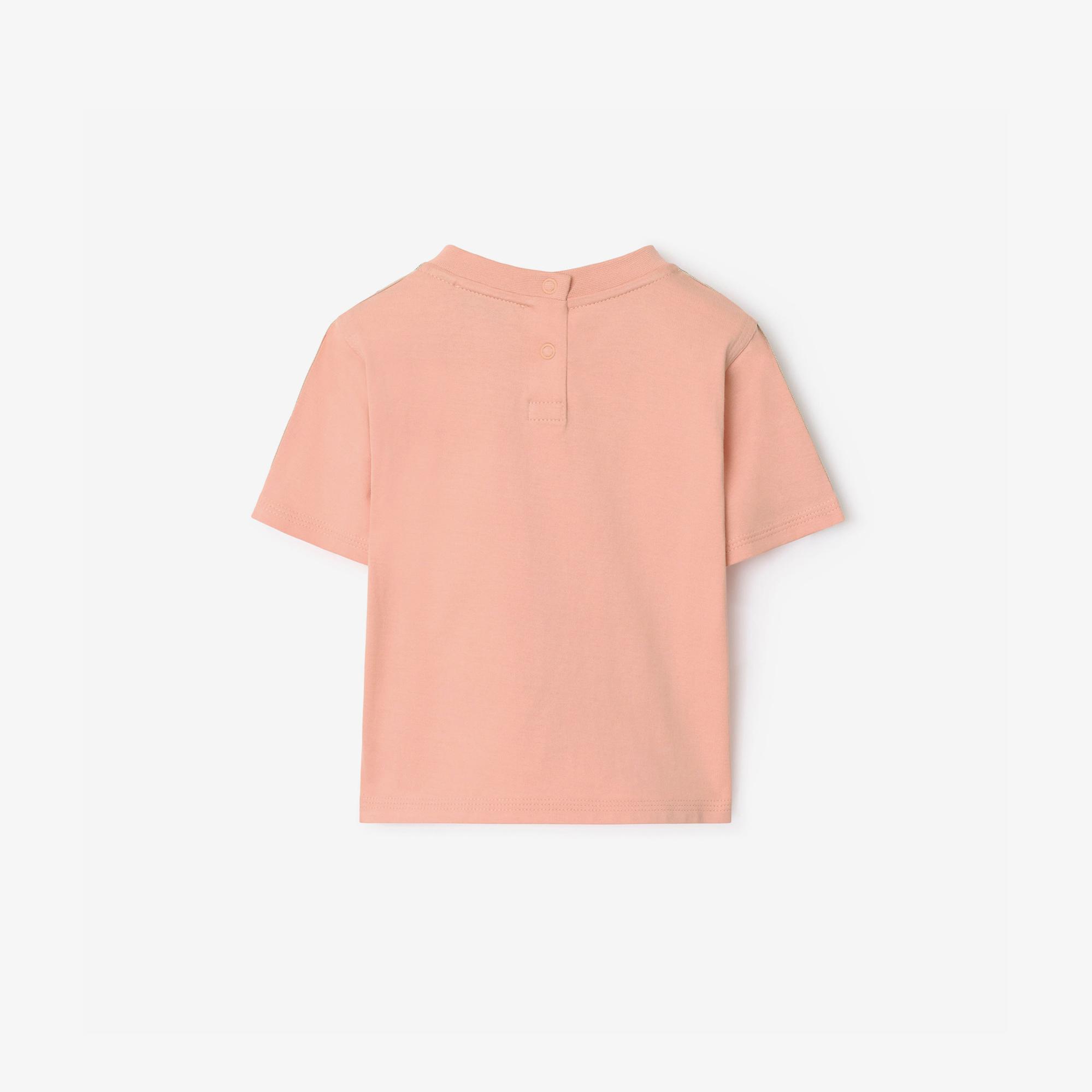 Burberry Cedar Check Trim Cotton Çocuk Pembe T-Shirt