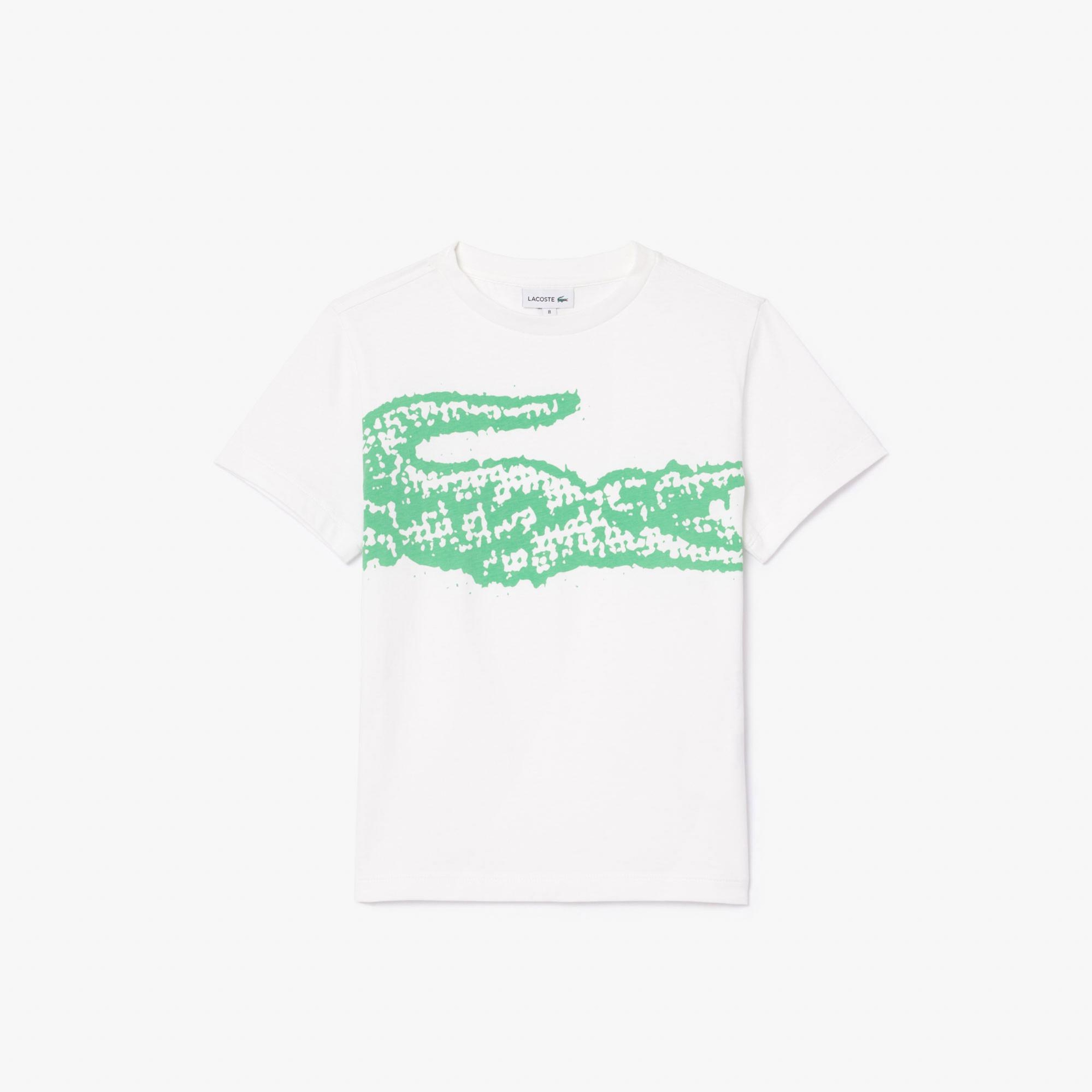 Lacoste Çocuk Bisiklet Yaka Baskılı Beyaz T-Shirt