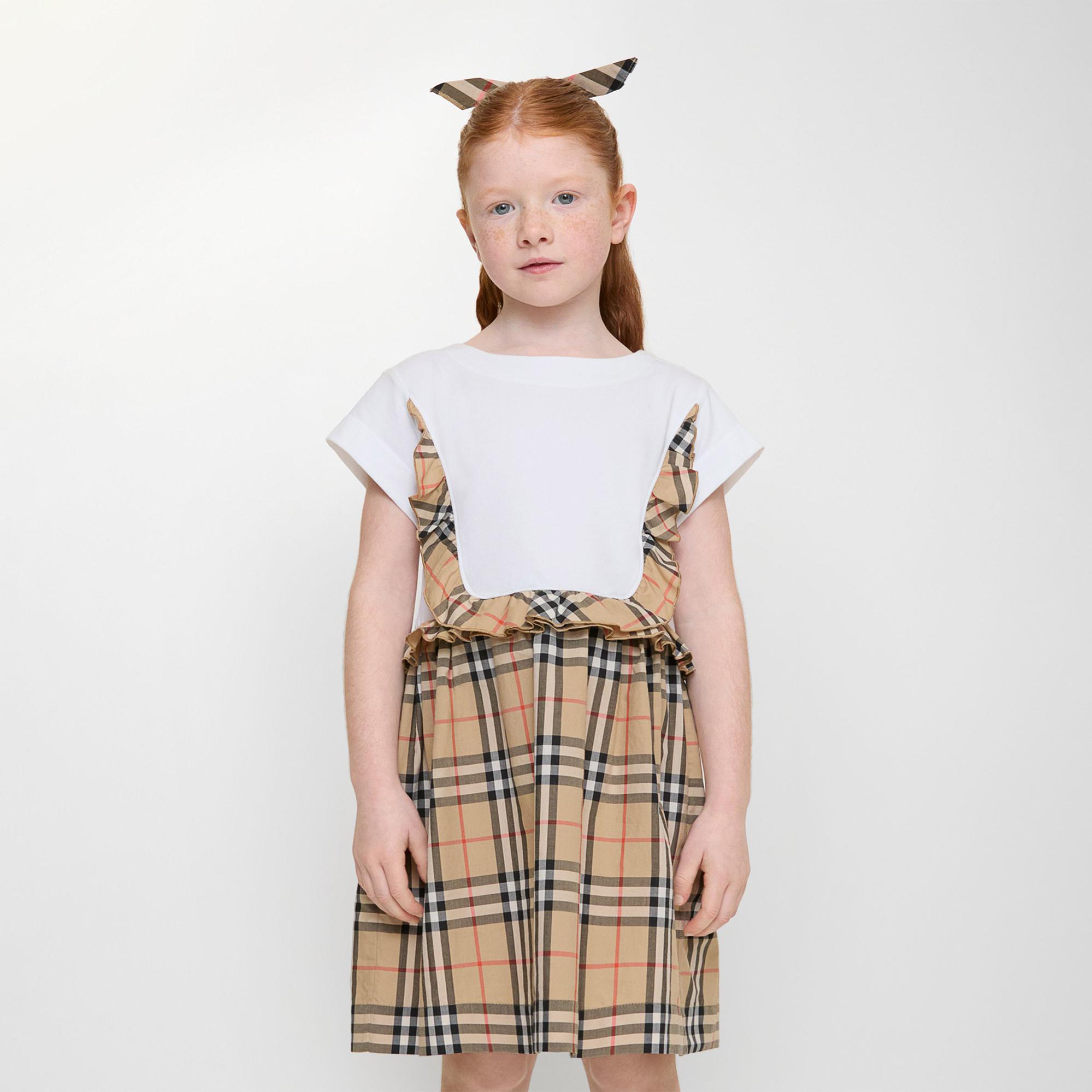 Burberry Rhonda Frıll Çocuk Beyaz Elbise