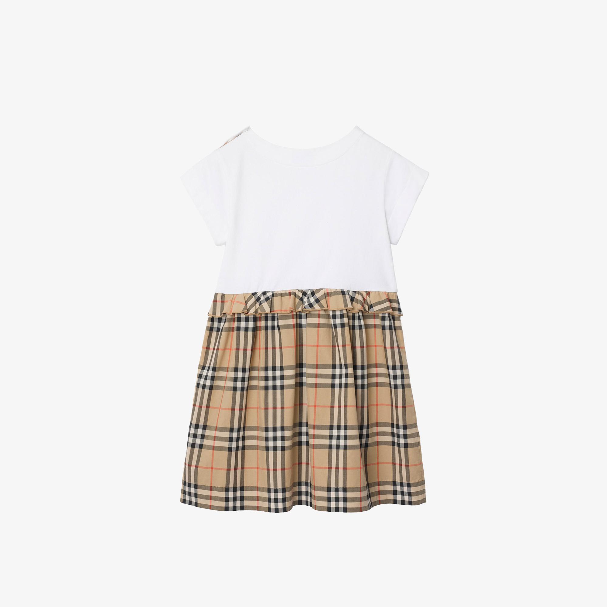 Burberry Rhonda Frıll Çocuk Beyaz Elbise