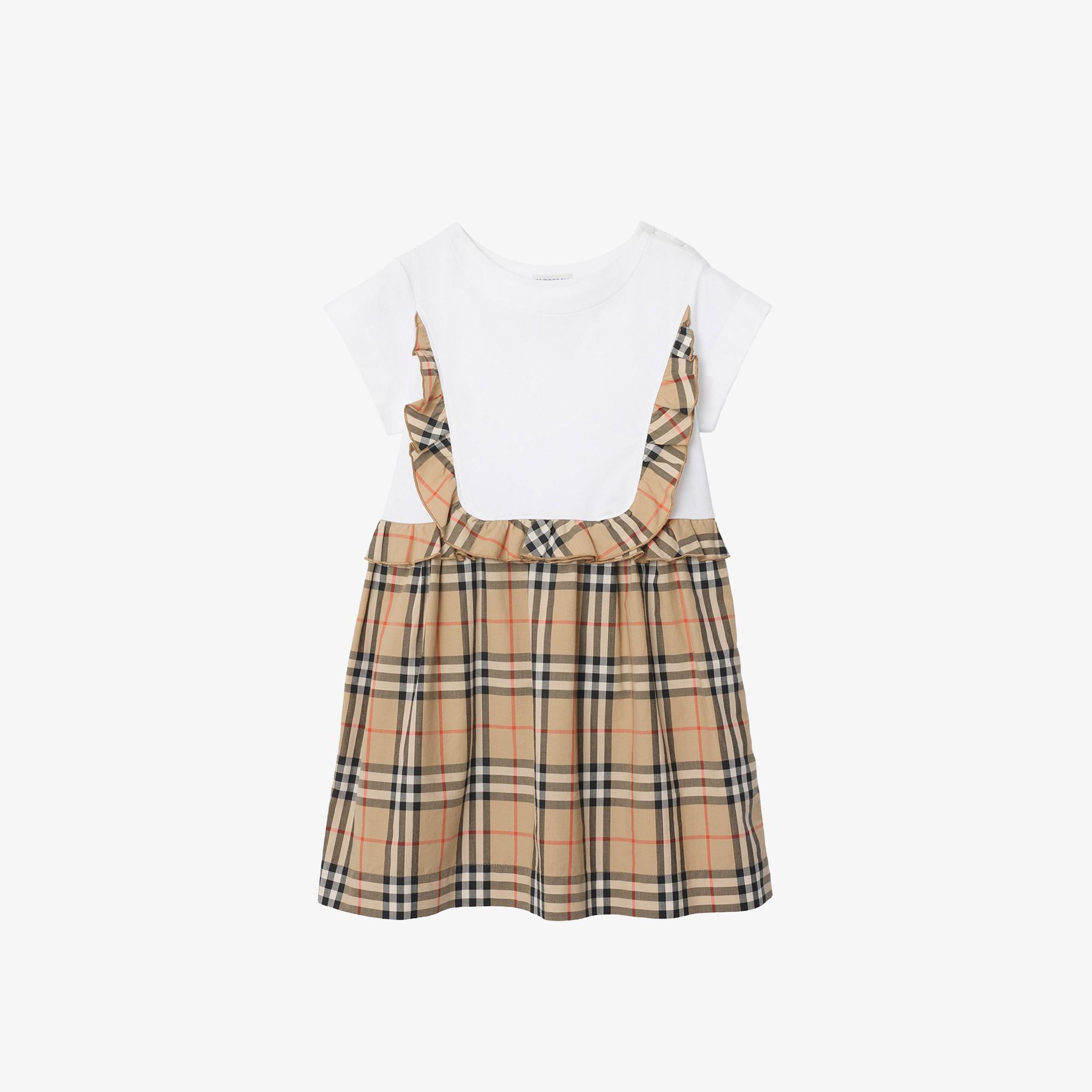 Burberry Rhonda Frıll Çocuk Beyaz Elbise