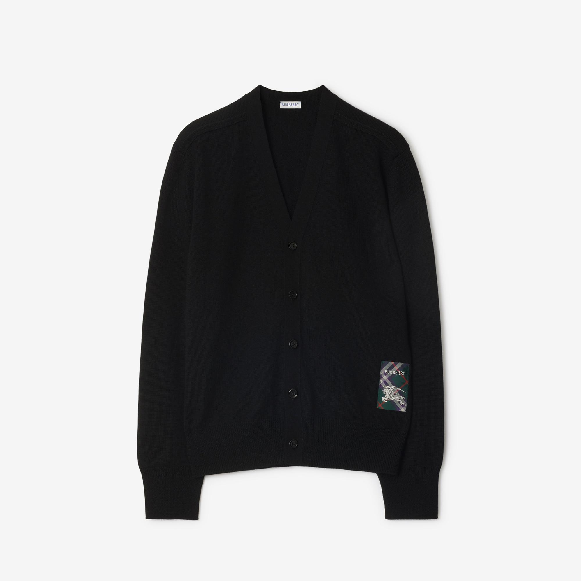 Burberry Smt Label Wool Cardigan Erkek Siyah Hırka