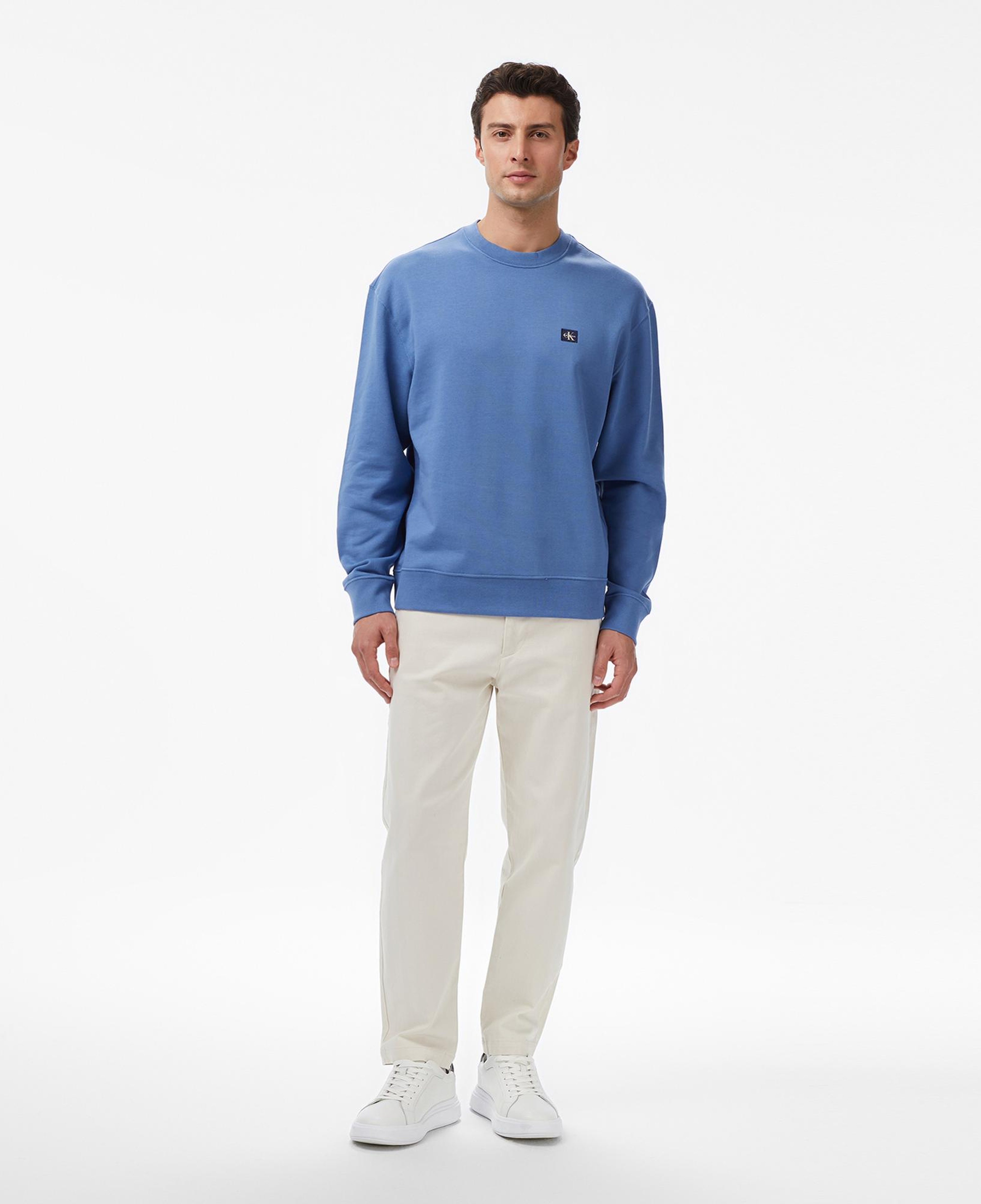 Calvin Klein Terry Badge Erkek Mavi Sweatshirt