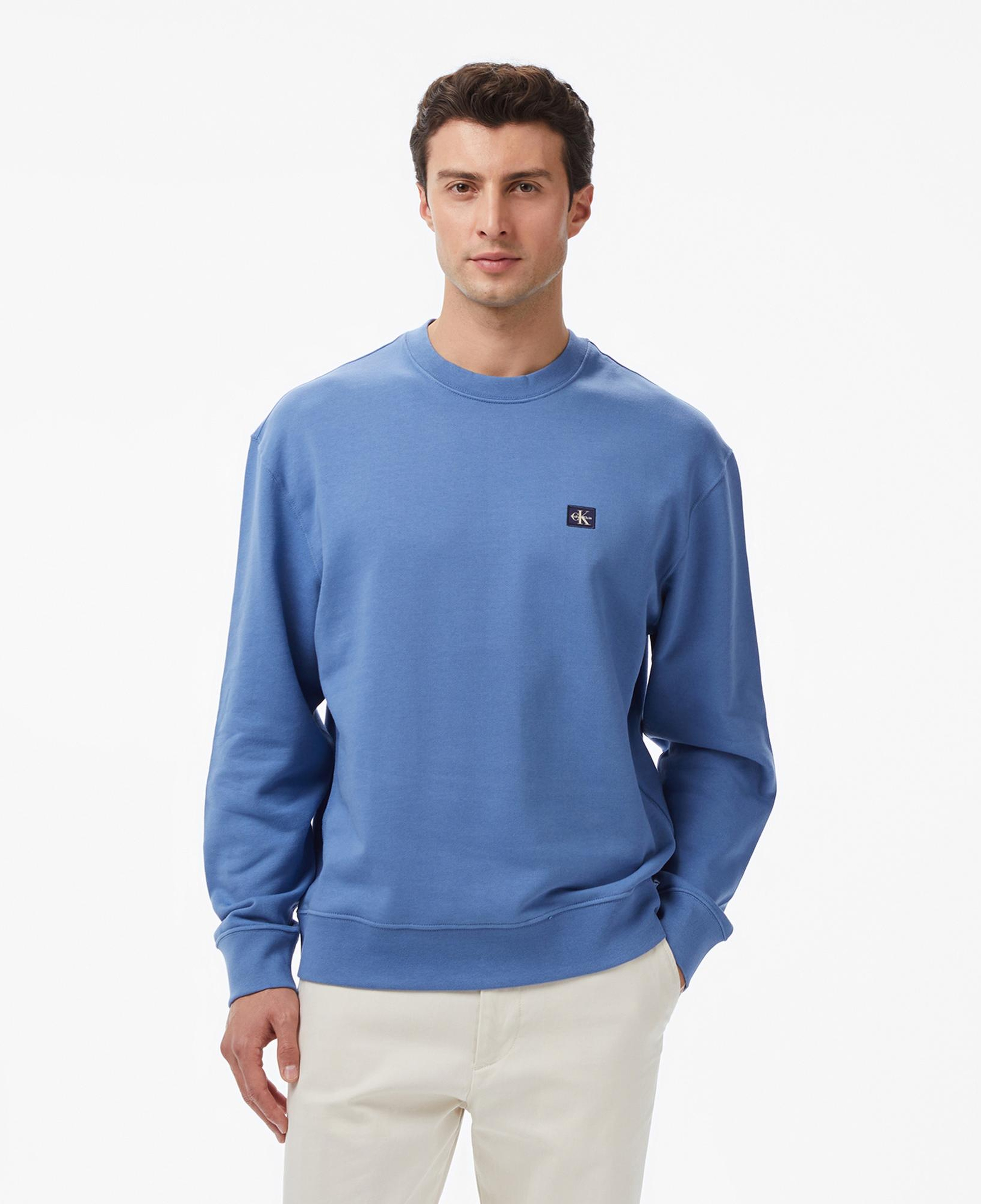 Calvin Klein Terry Badge Erkek Mavi Sweatshirt