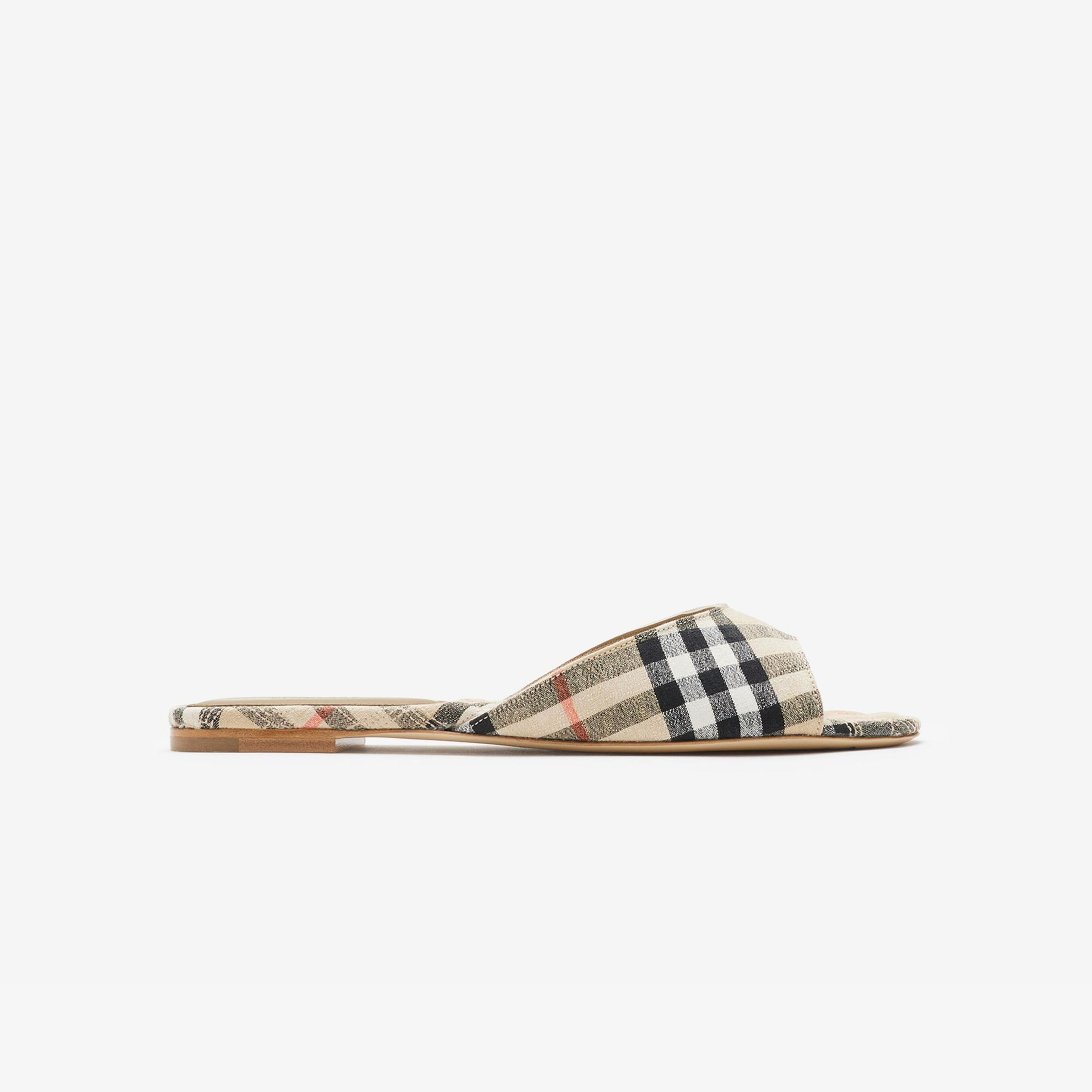 Burberry Mule Linen Blend Mews Kadın Bej Terlik