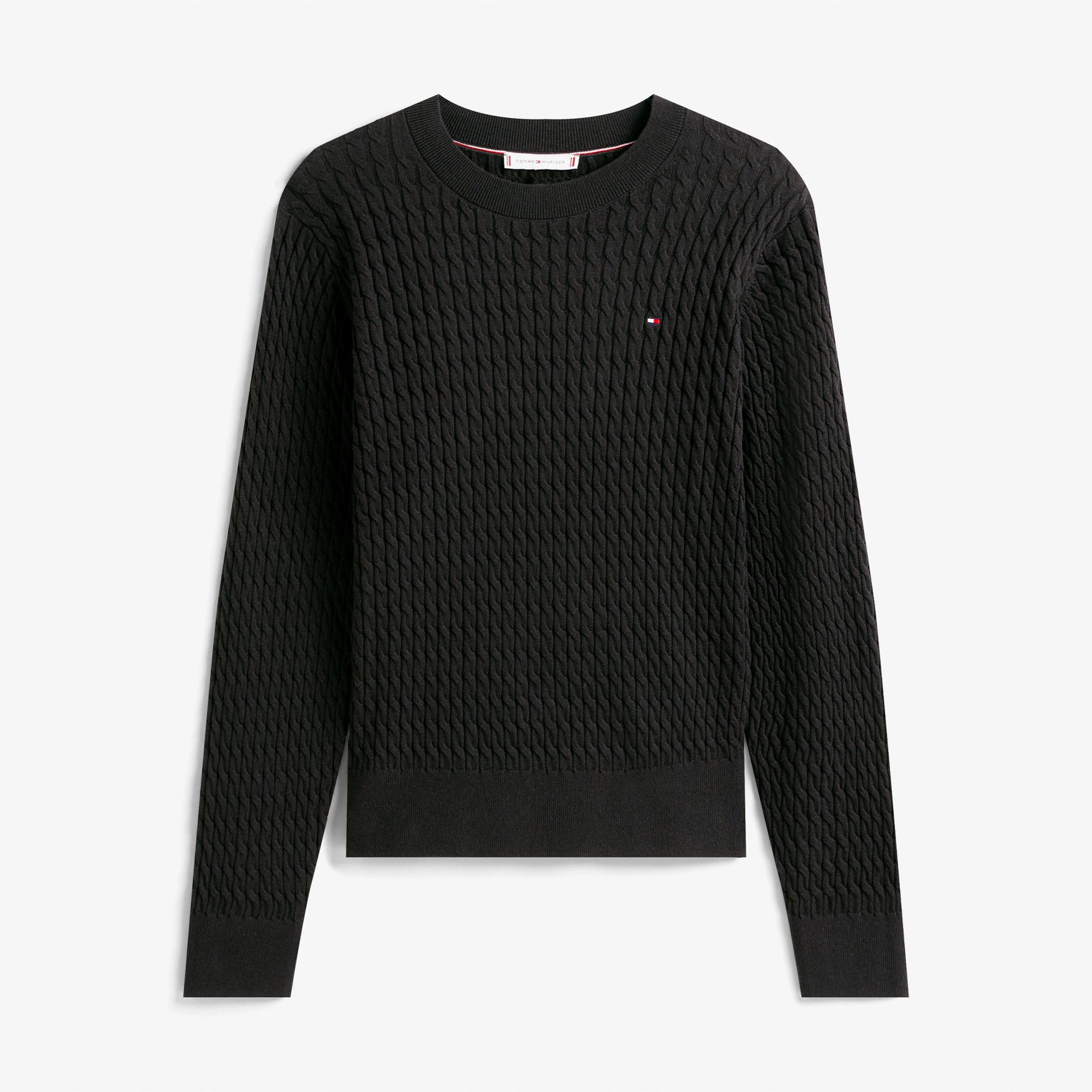 Tommy Hilfiger Cable Kadın Siyah Kazak