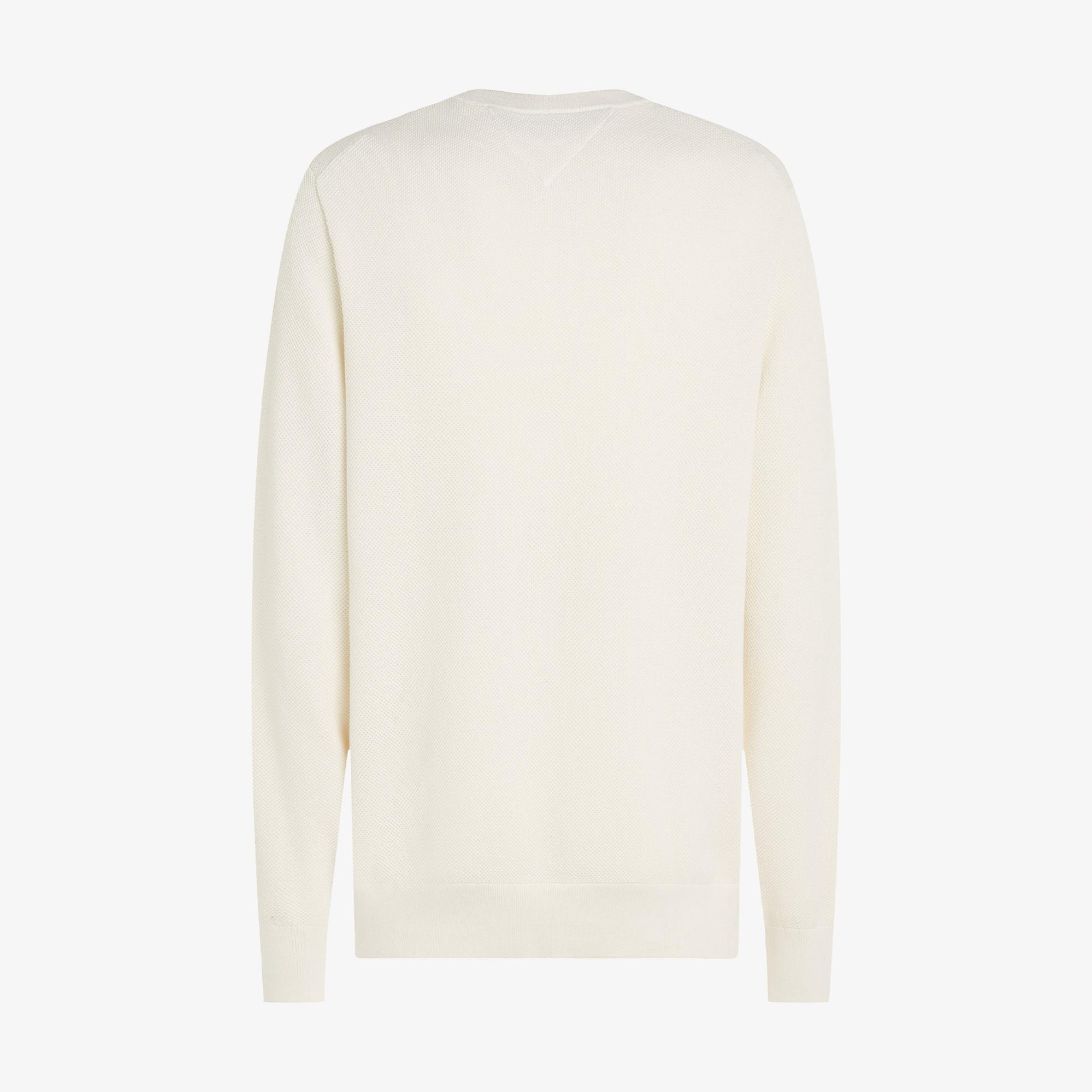 Tommy Hilfiger Essential Structure Yuvarlak Yaka Erkek Beyaz Kazak