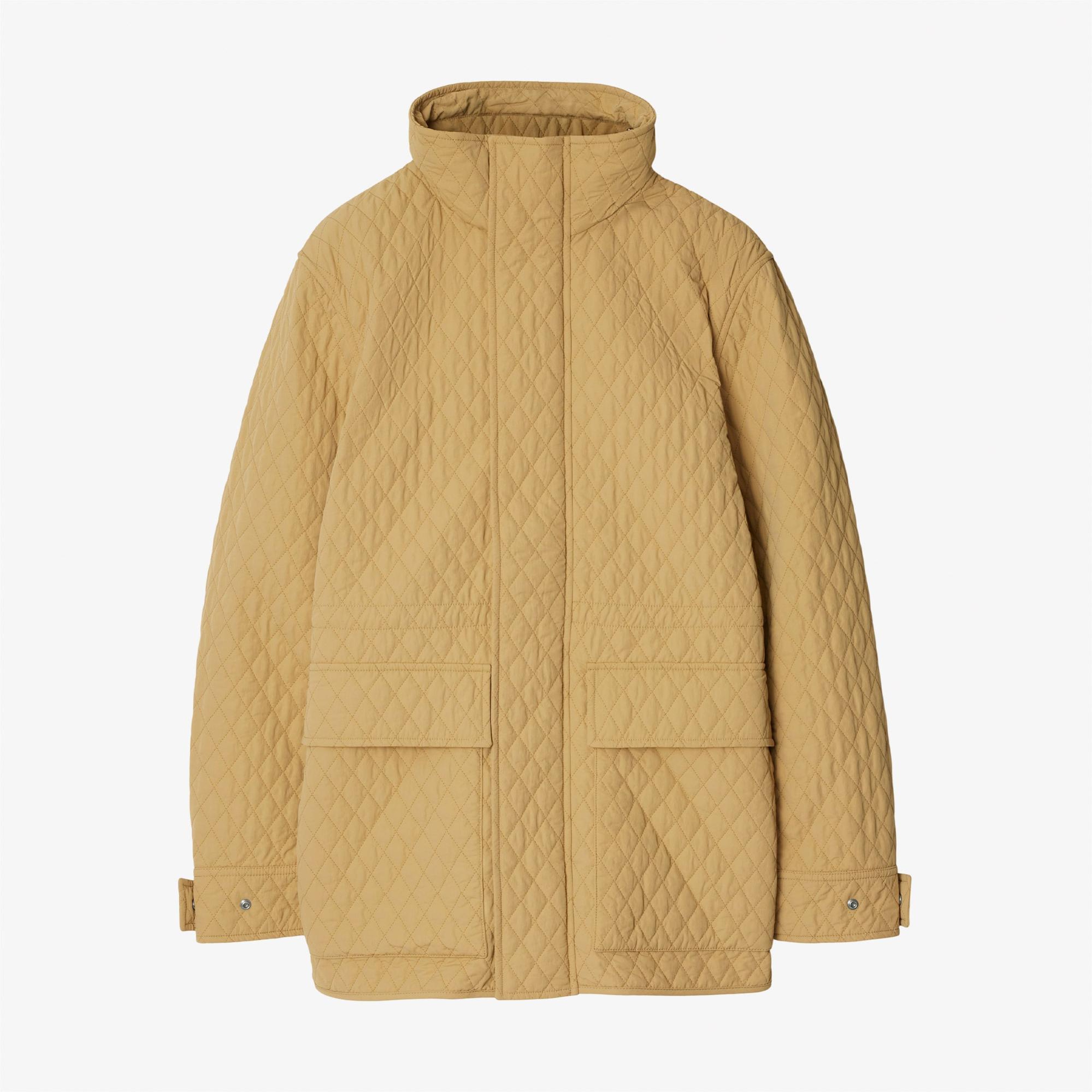 Burberry Check Hood Quilted Nylon Kadın Bej Ceket