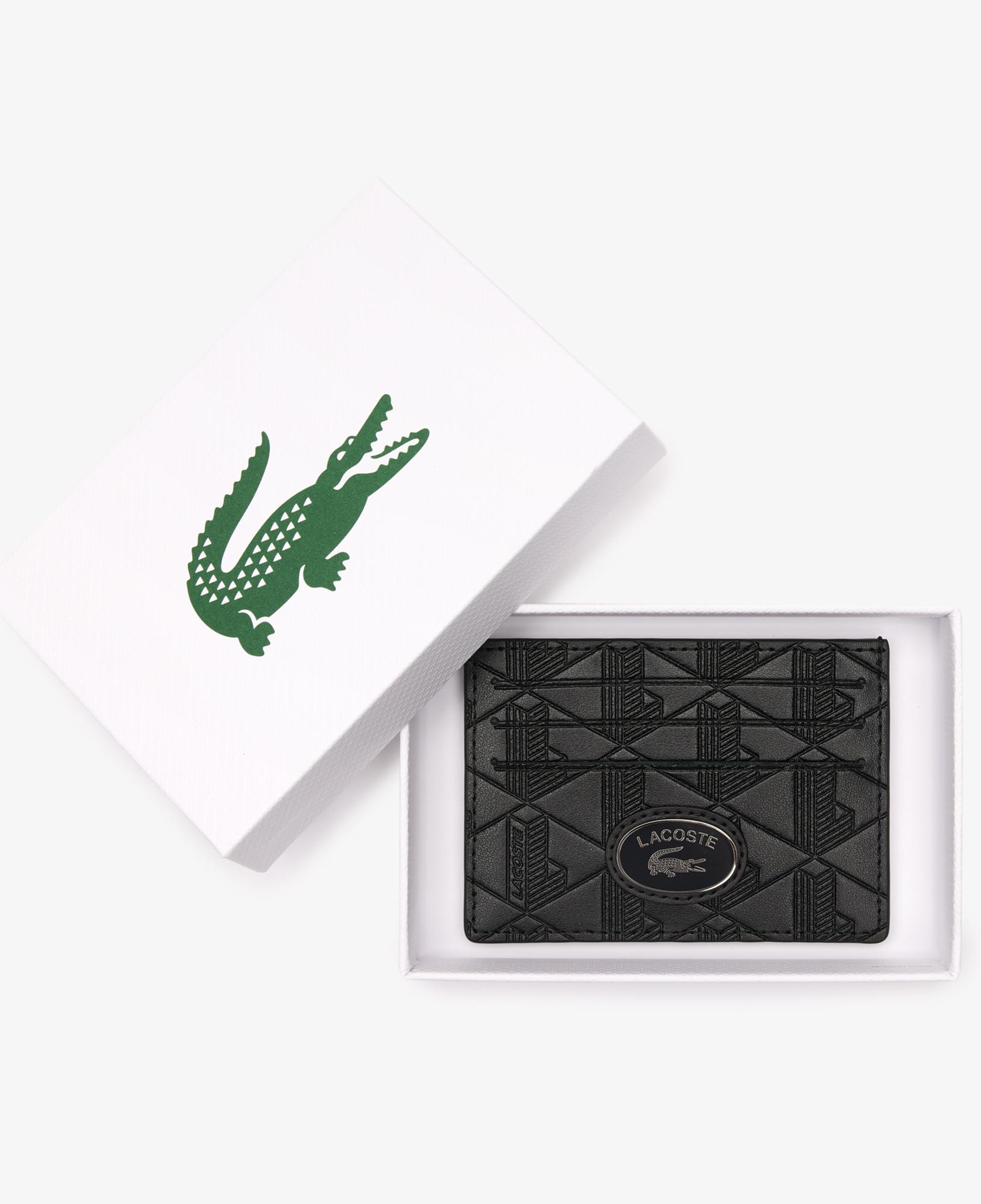 Lacoste Erkek Monogramlı Siyah Kartlık