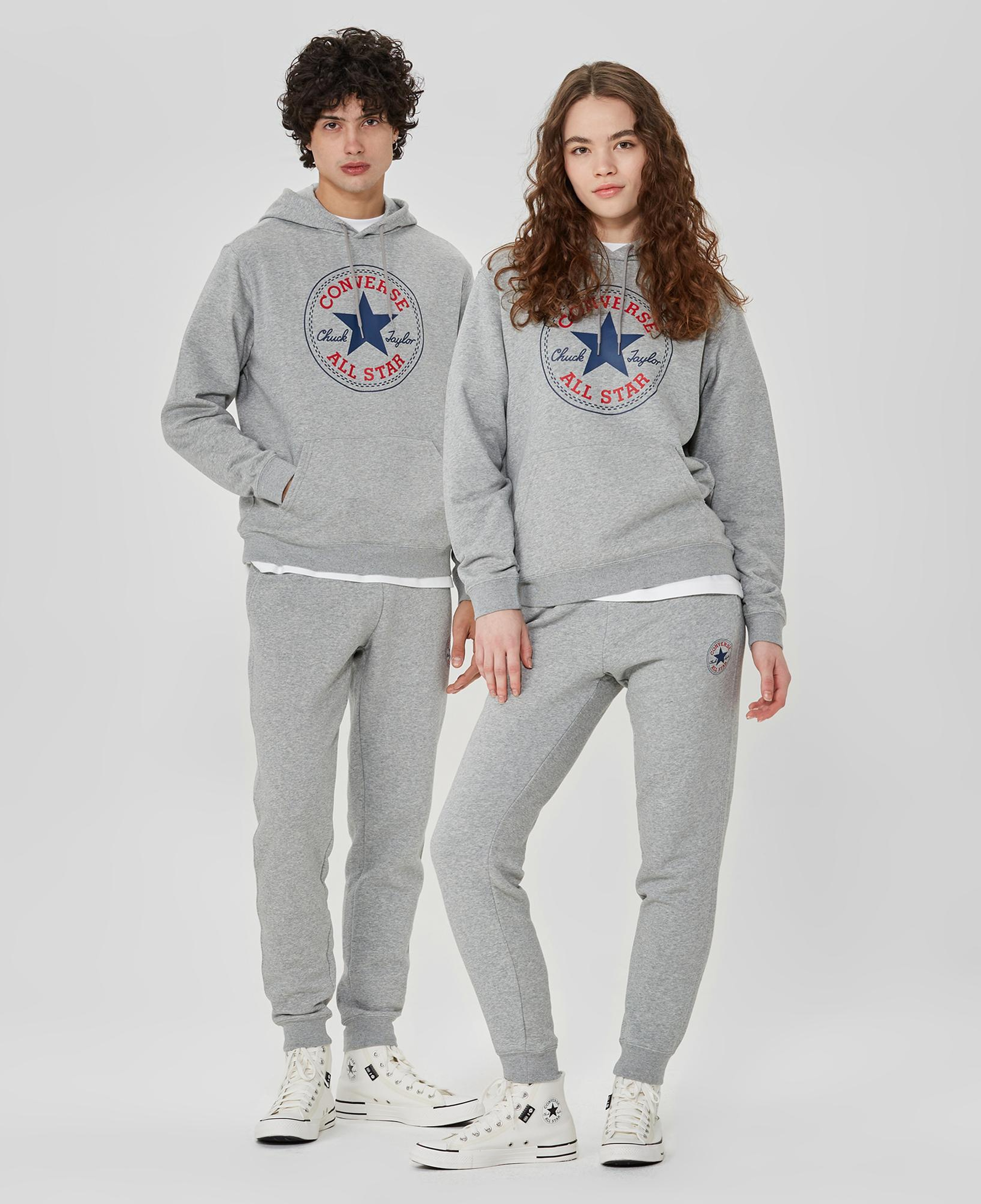 Converse Go-To All Star Patch Standard-Fit Pullover Unisex Gri Hoodie