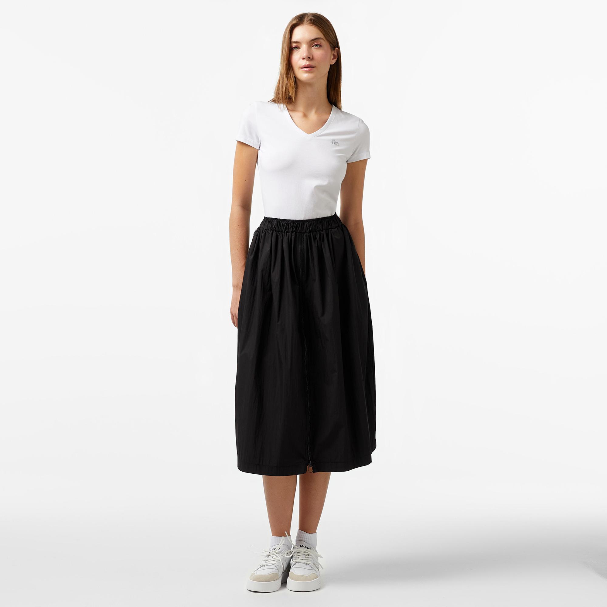 Lacoste Kadın Slim Fit V Yaka Beyaz T-Shirt