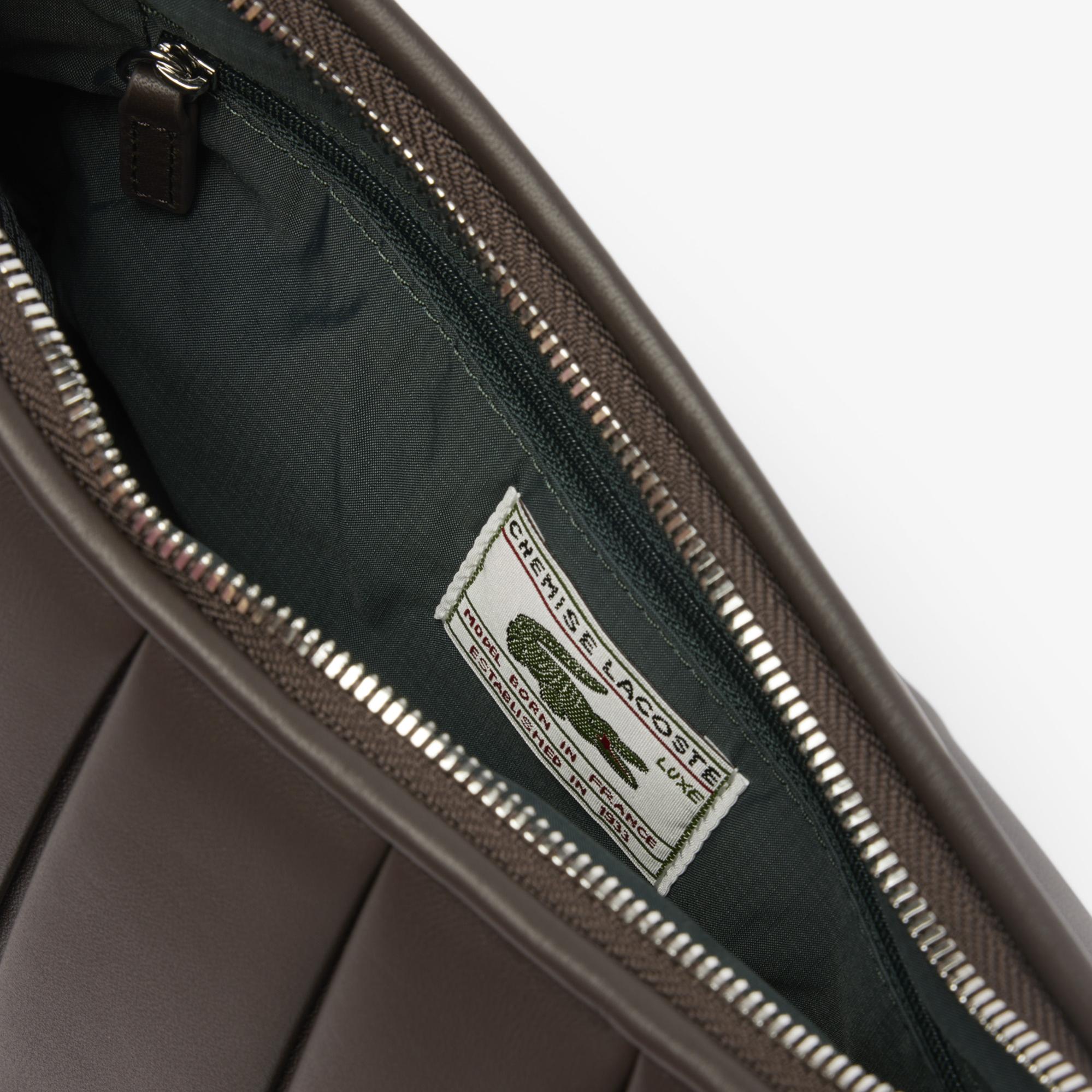 Lacoste Medium Lenglen Kadın Deri Koyu Kahverengi Omuz Çantası