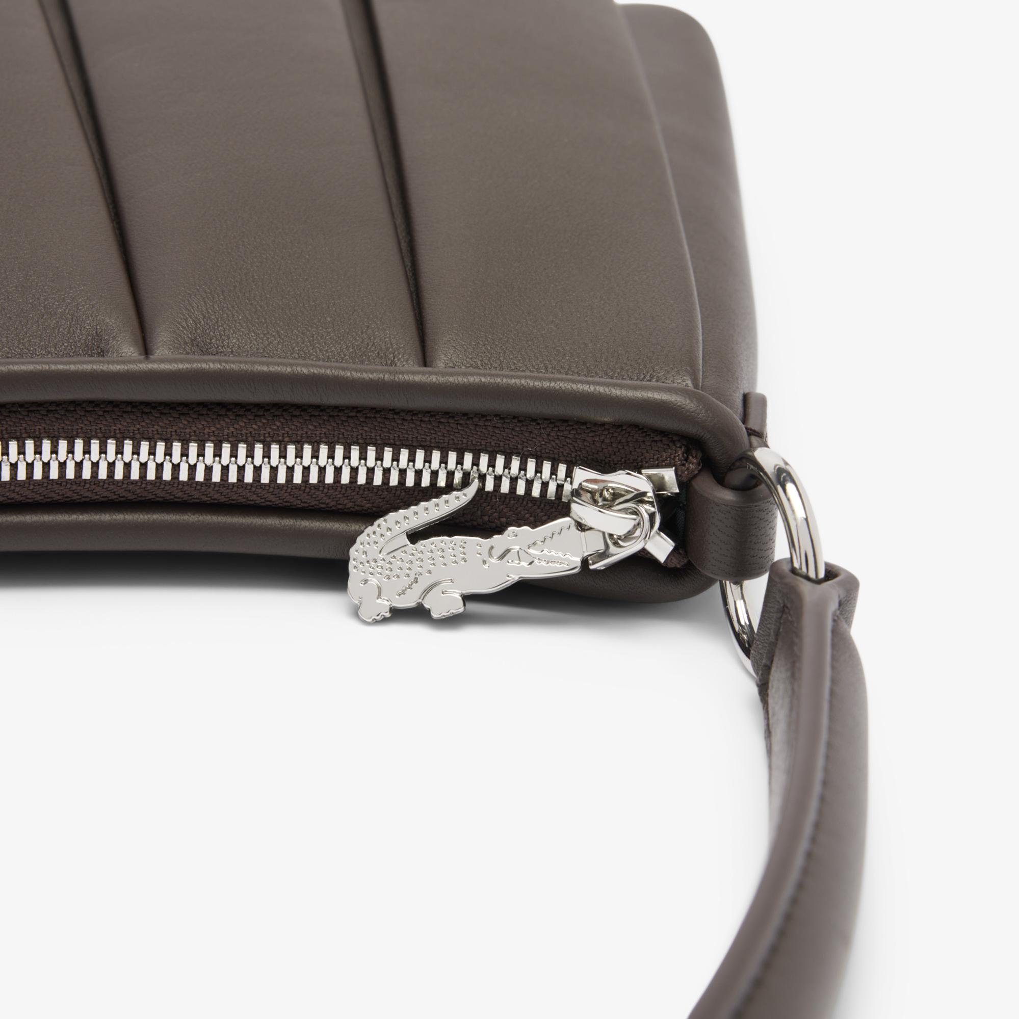 Lacoste Medium Lenglen Kadın Deri Koyu Kahverengi Omuz Çantası