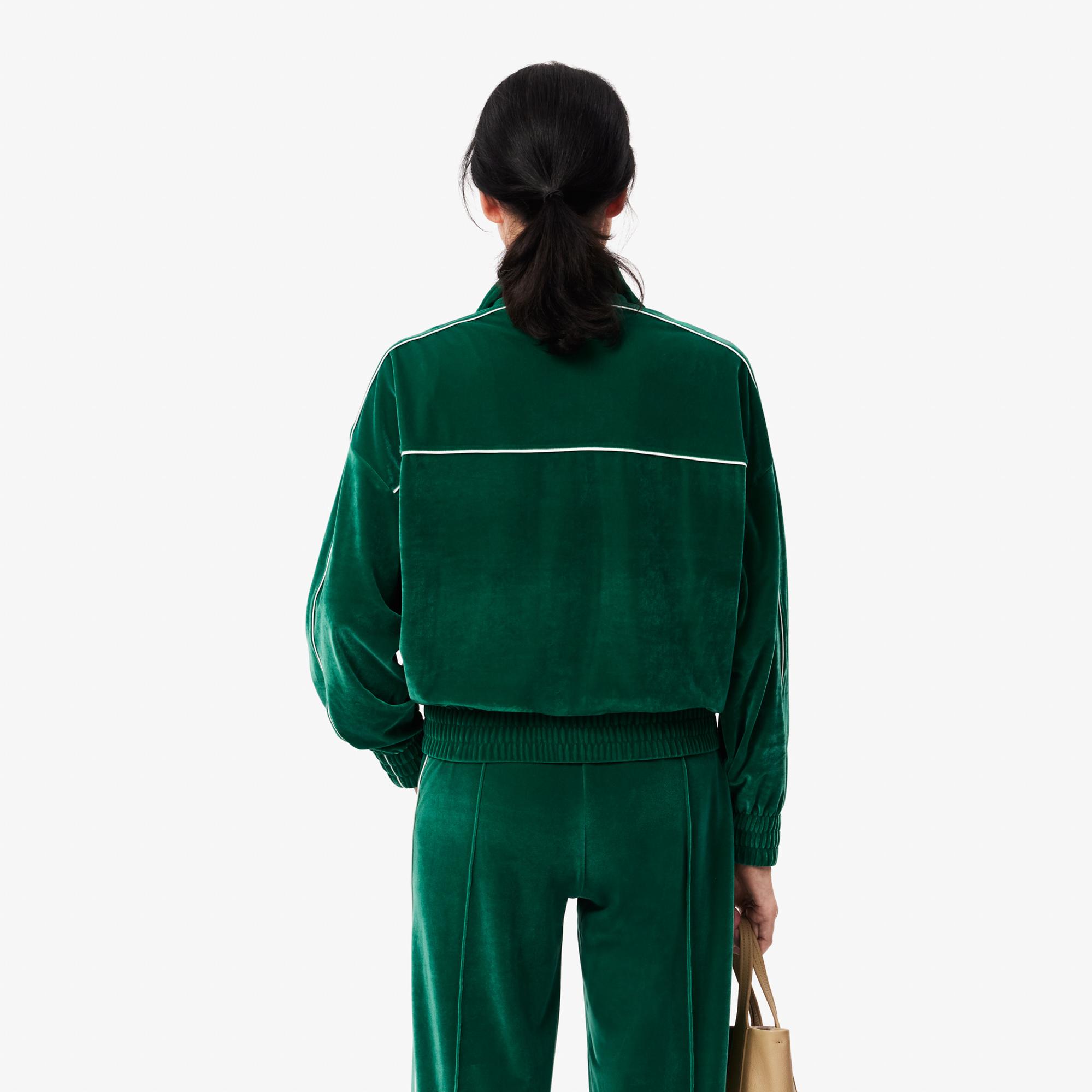 Lacoste Kadın Oversize Fit Bisiklet Yaka Koyu Yeşil Sweatshirt