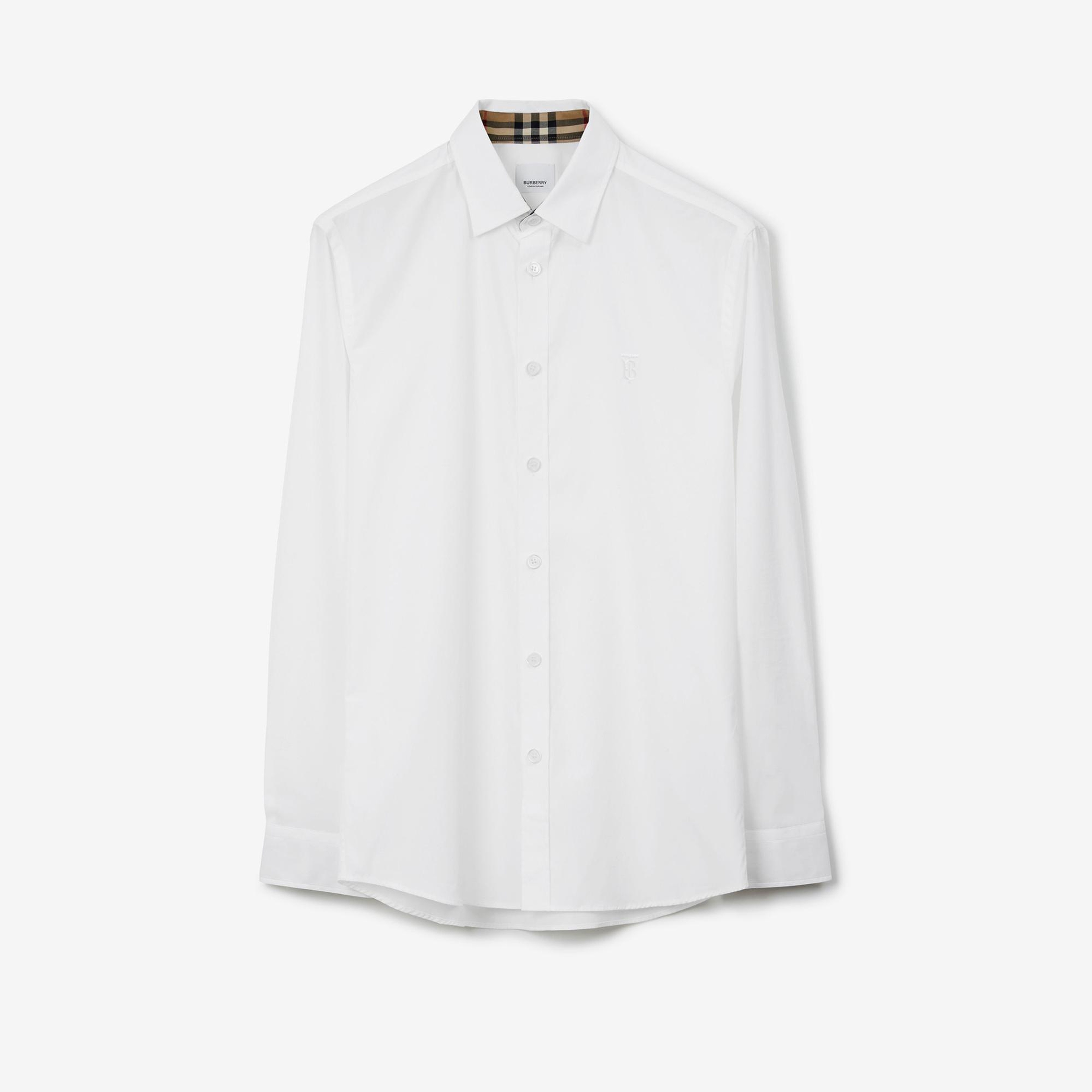 Burberry Stretch Pamuklu Erkek Beyaz Gömlek