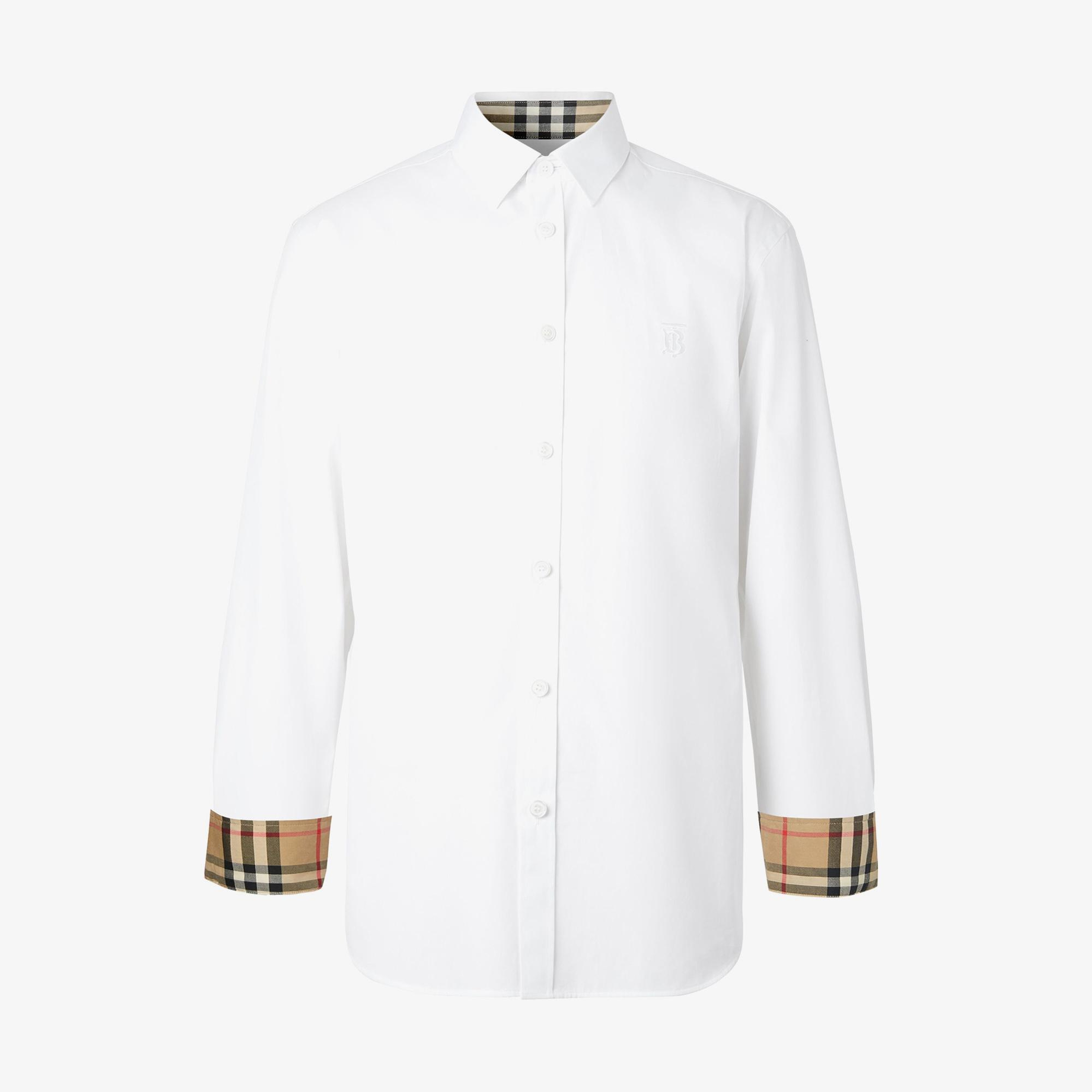 Burberry Stretch Pamuklu Erkek Beyaz Gömlek