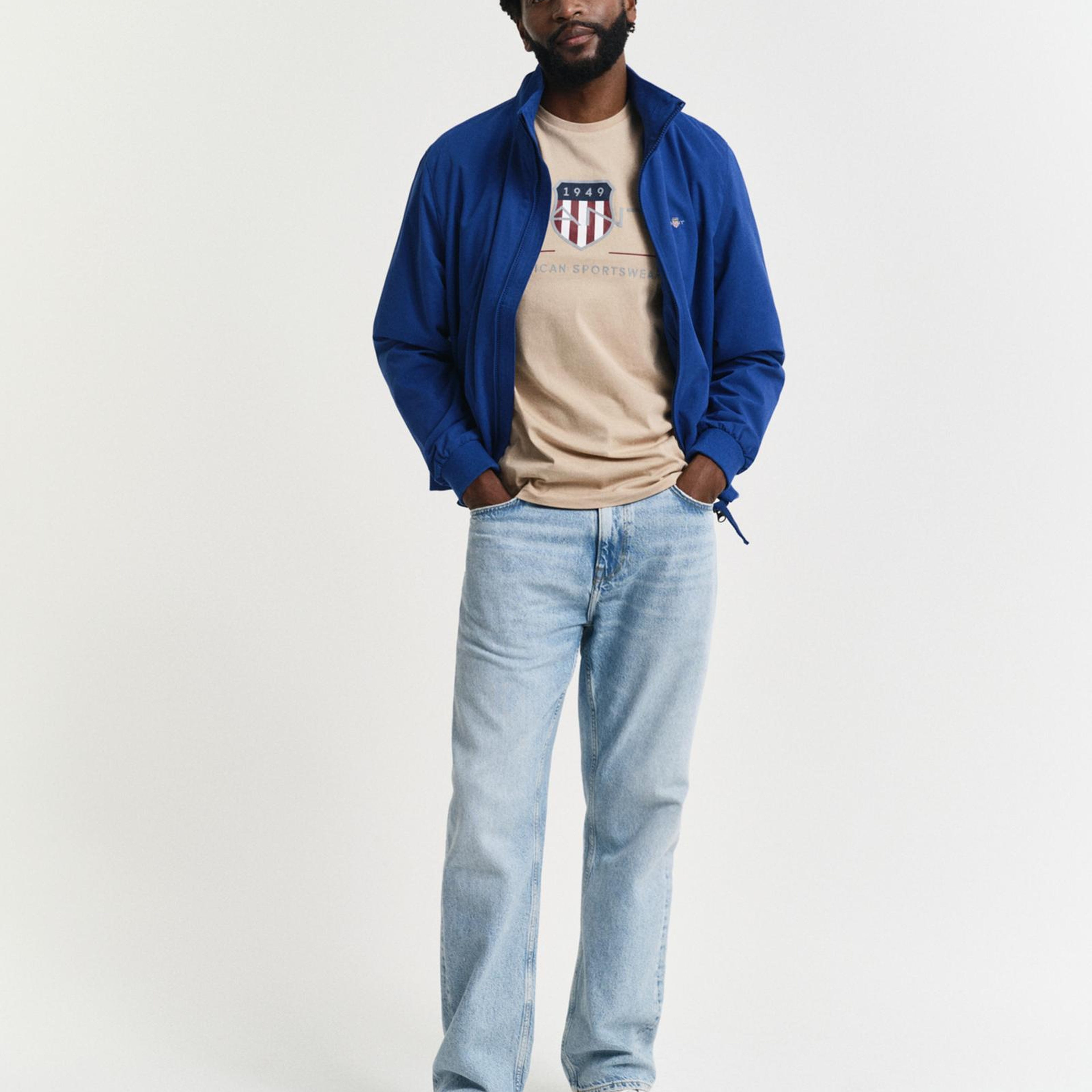 GANT Erkek Bej Regular Fit Bisiklet Yaka Logolu T-Shirt