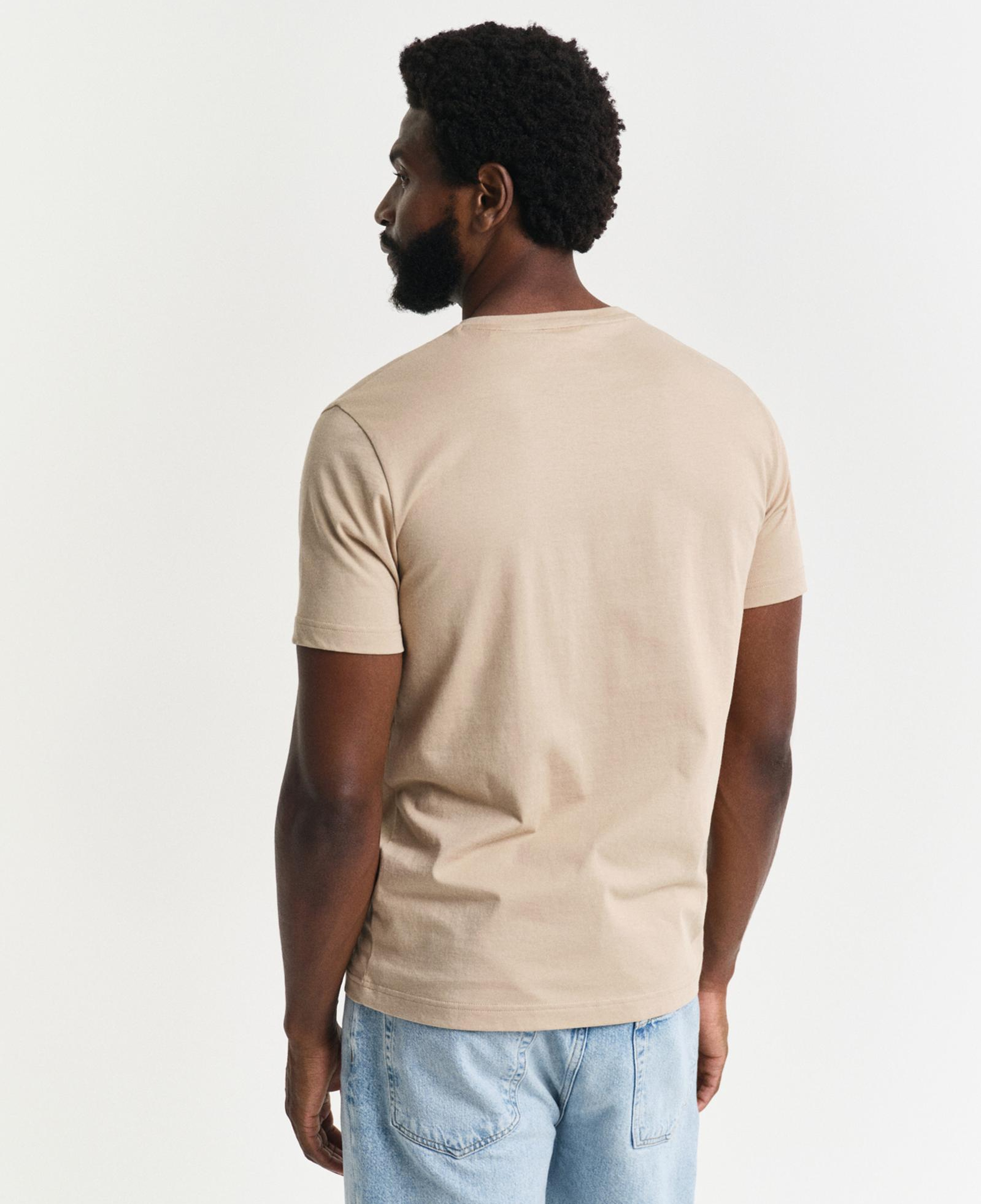 GANT Erkek Bej Regular Fit Bisiklet Yaka Logolu T-Shirt