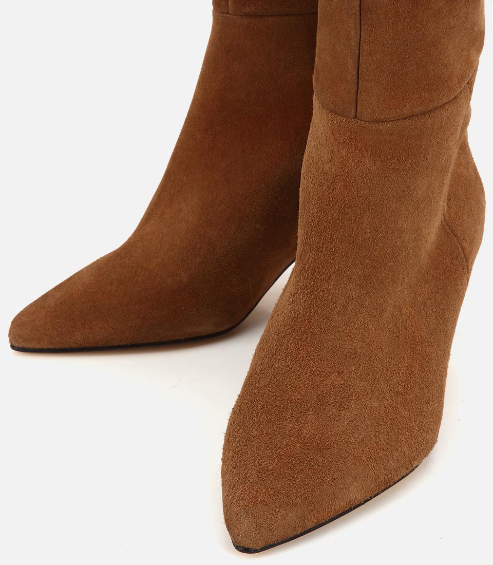 Kadın Süet Taba İnce Topuklu Çizme