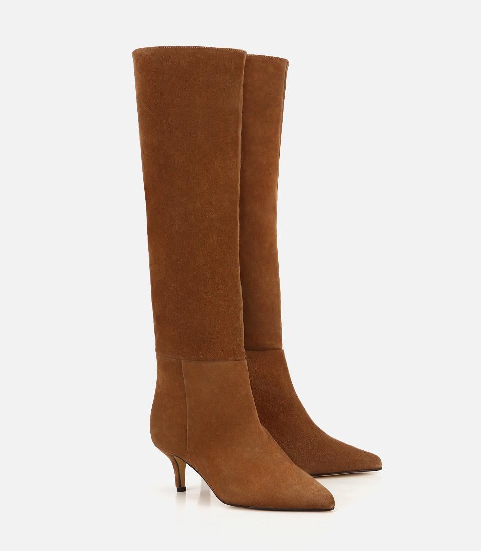 Kadın Süet Taba İnce Topuklu Çizme