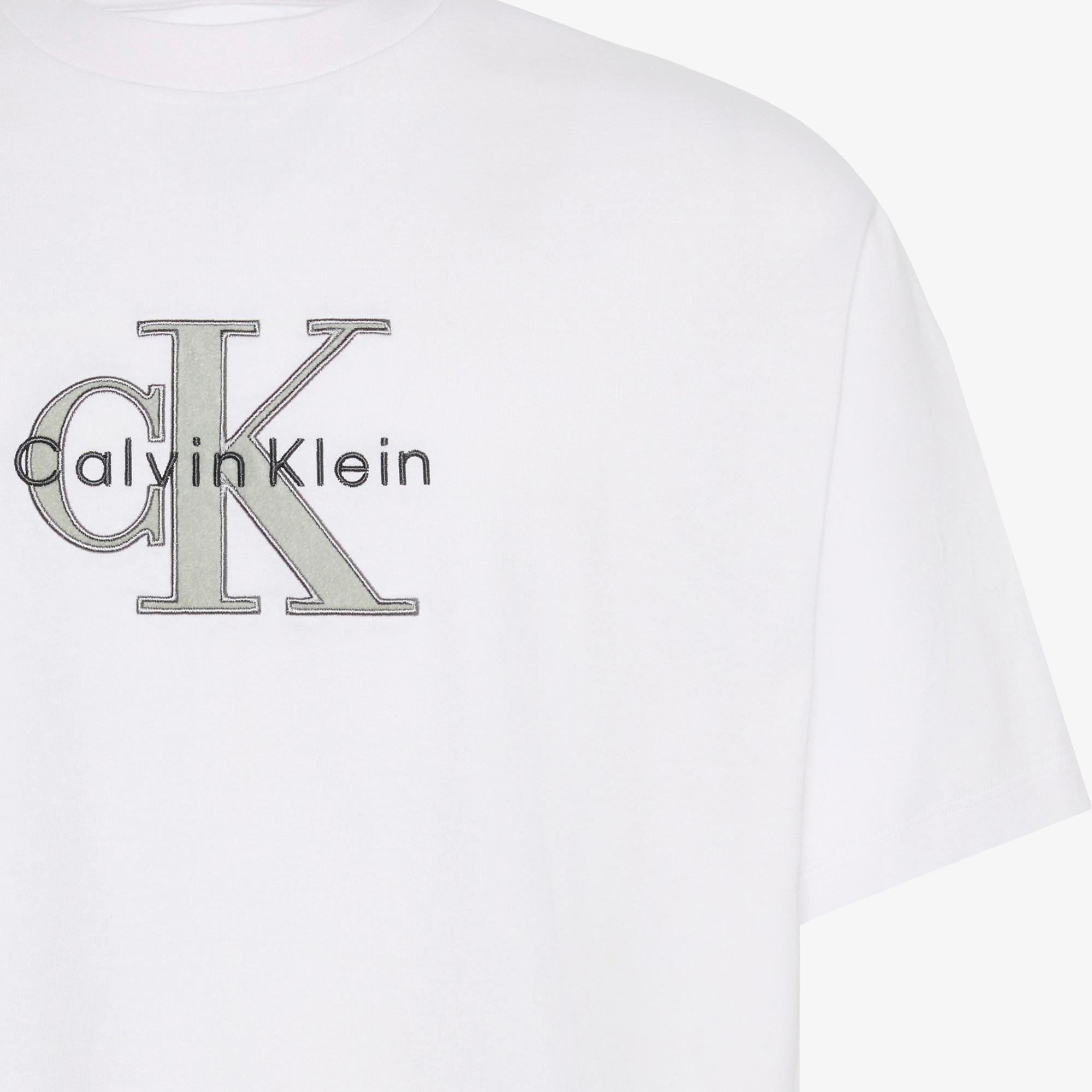 Calvin Klein Tricolor Monologo Graphic Erkek Beyaz T-Shirt