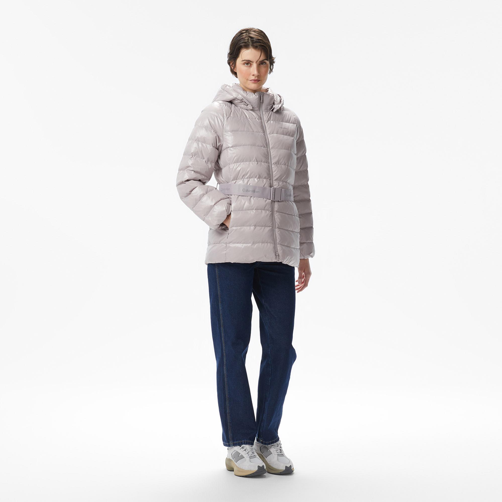 Calvin Klein Belted Lightweight Puffer Kadın Gri Mont