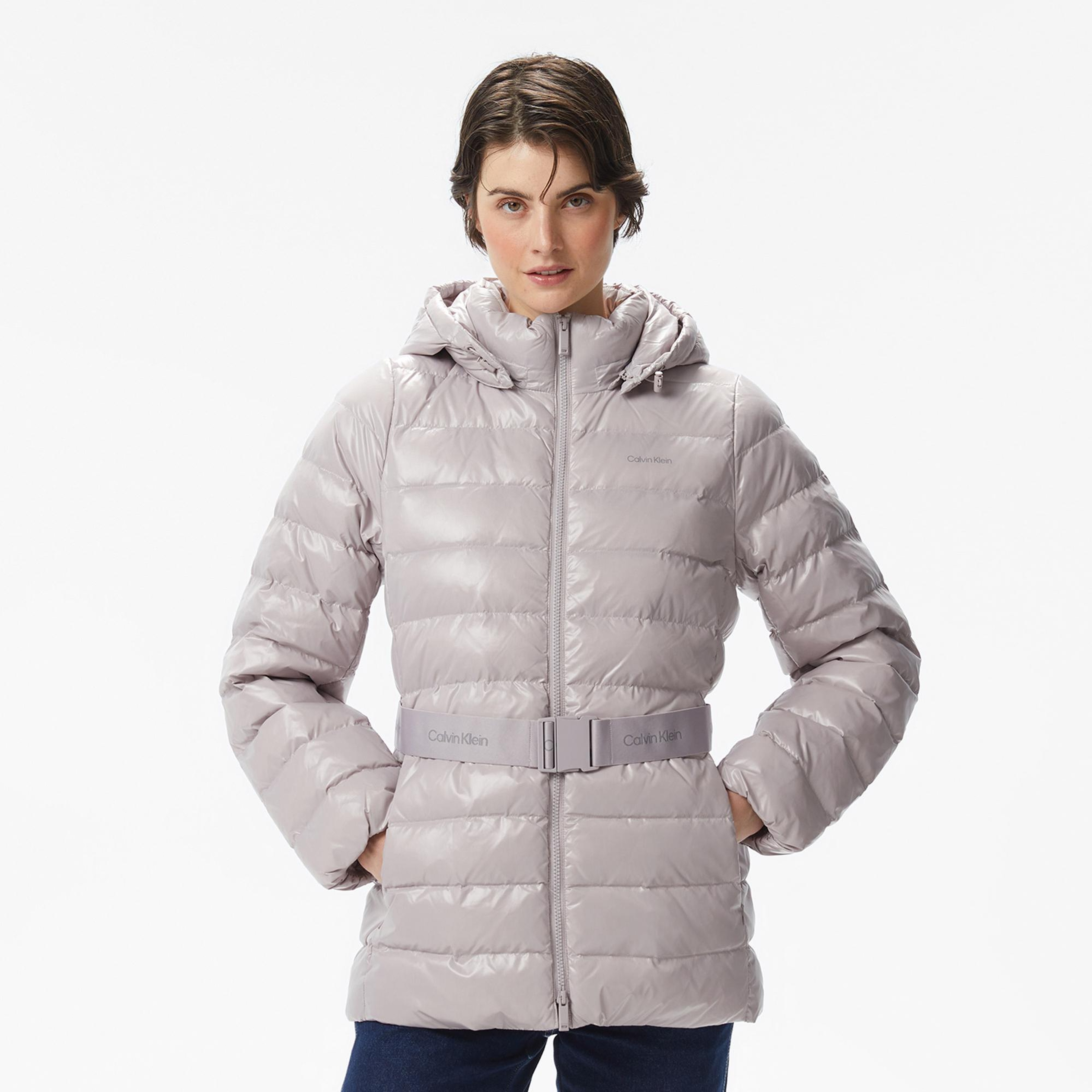 Calvin Klein Belted Lightweight Puffer Kadın Gri Mont