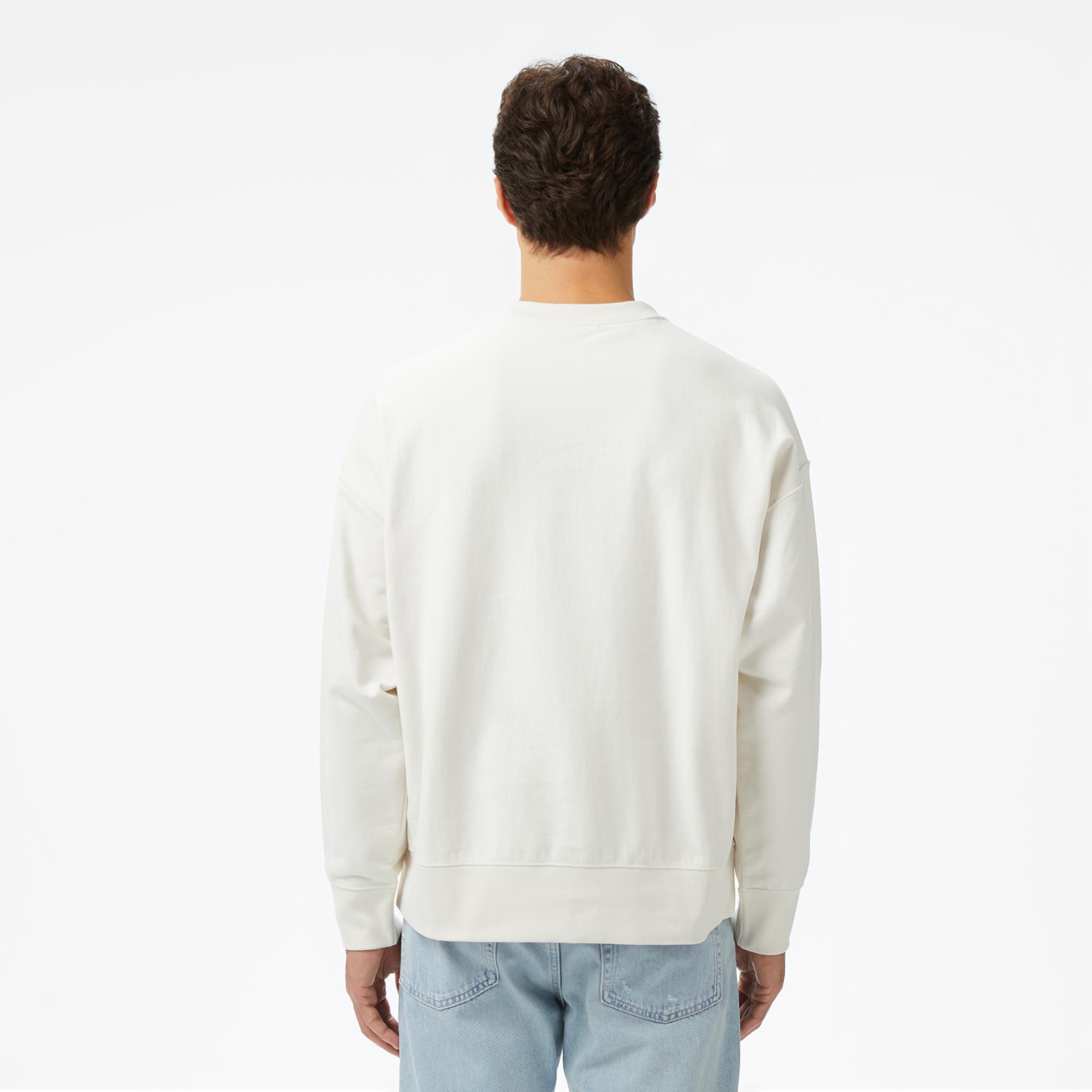 Calvin Klein Premium Terry Monogram Erkek Beyaz Sweatshirt