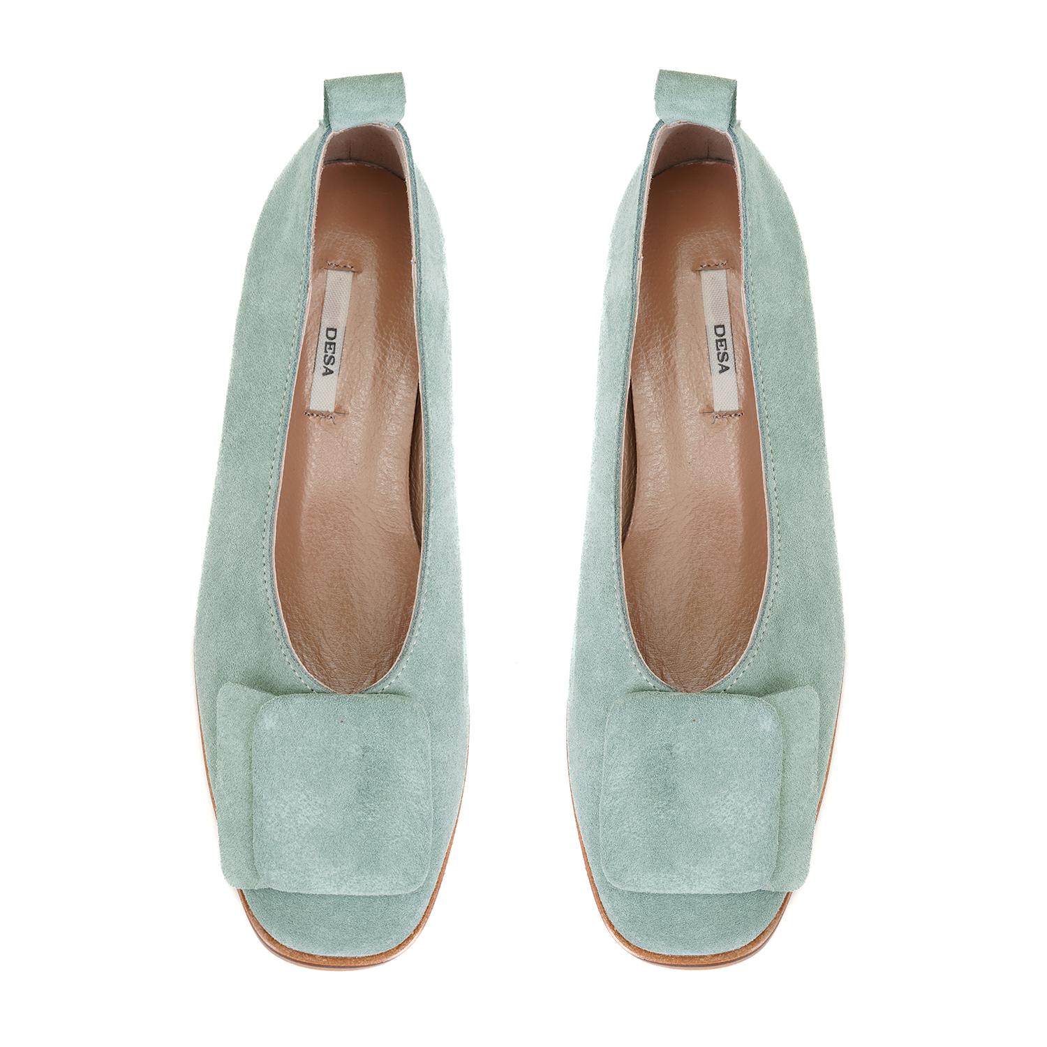 Kadın Yeşil Süet Deri Babet