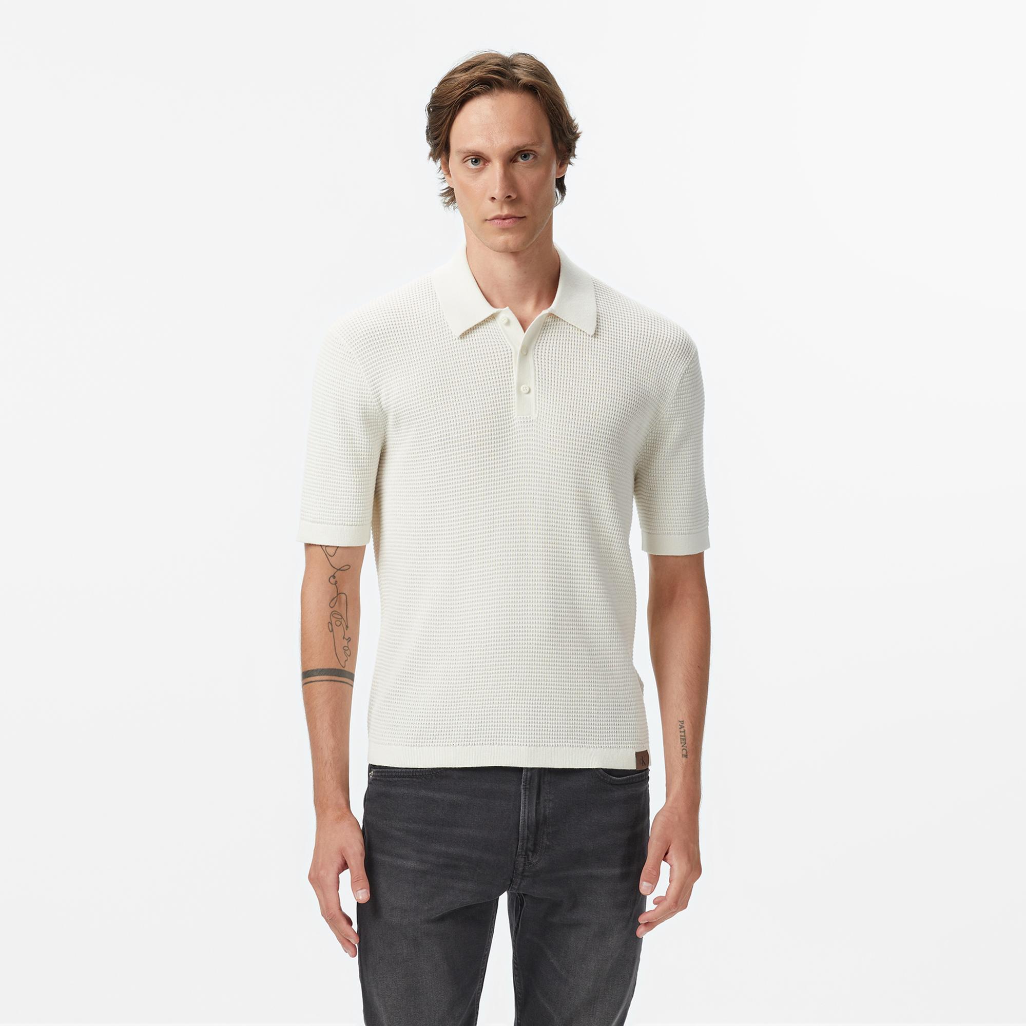 Calvin Klein Cotton Erkek Beyaz Triko