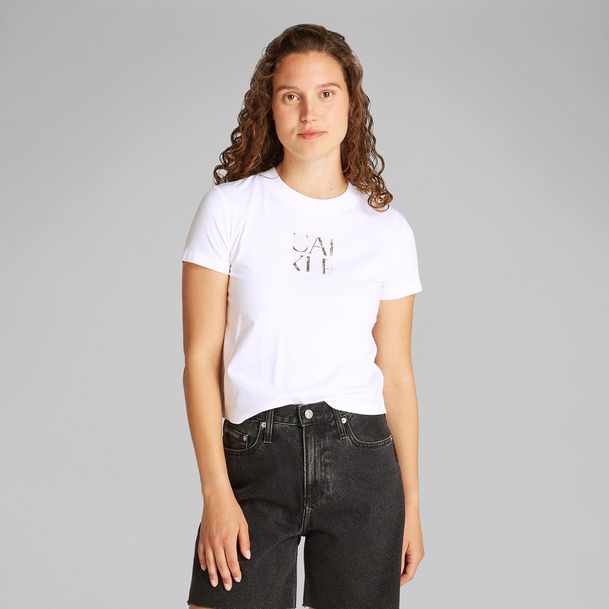 Calvin Klein Front Photo Graphic Baby Kadın Beyaz T-Shirt