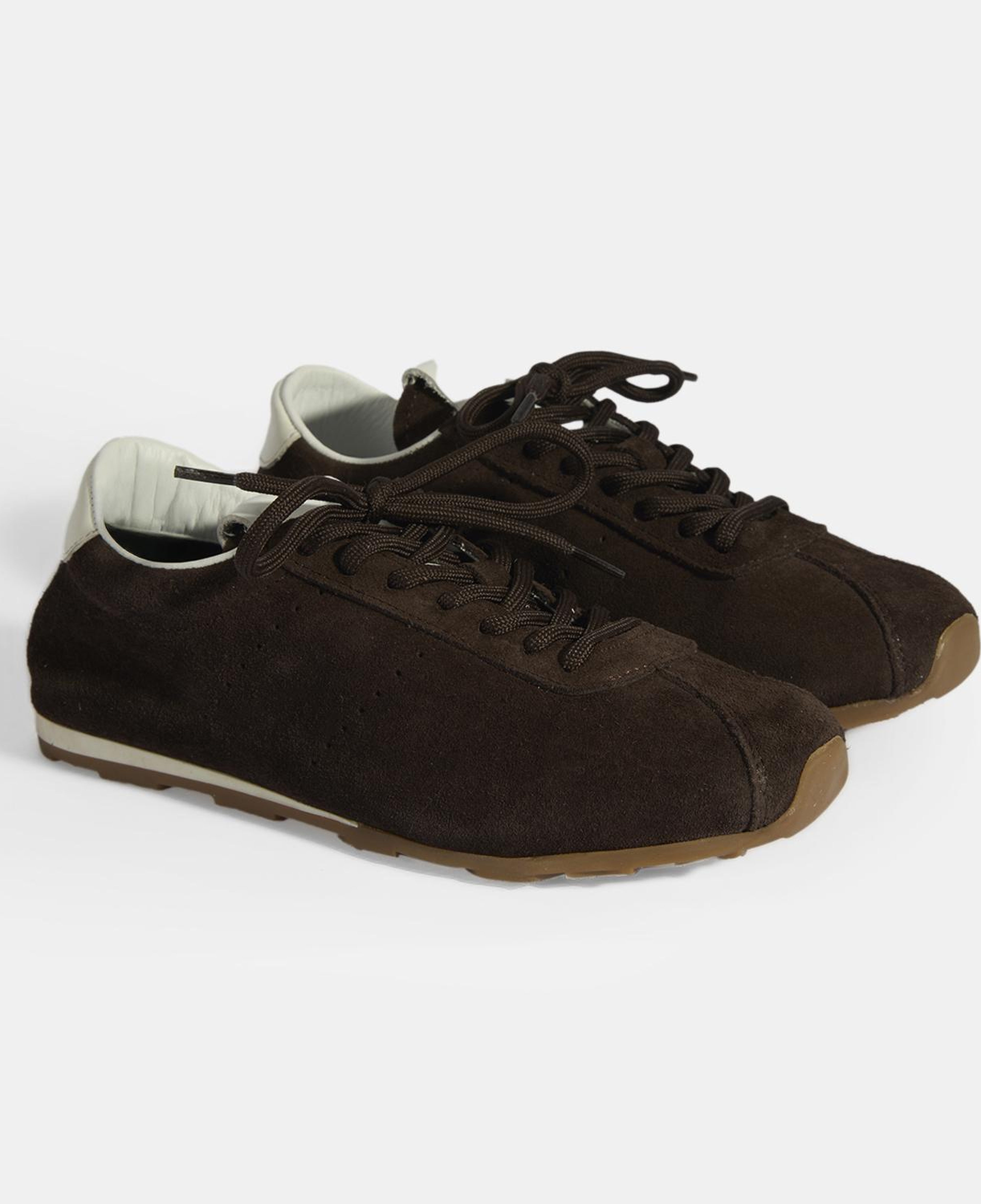 Kadın Kahve Bağcıklı Süet Spor Ayakkabı