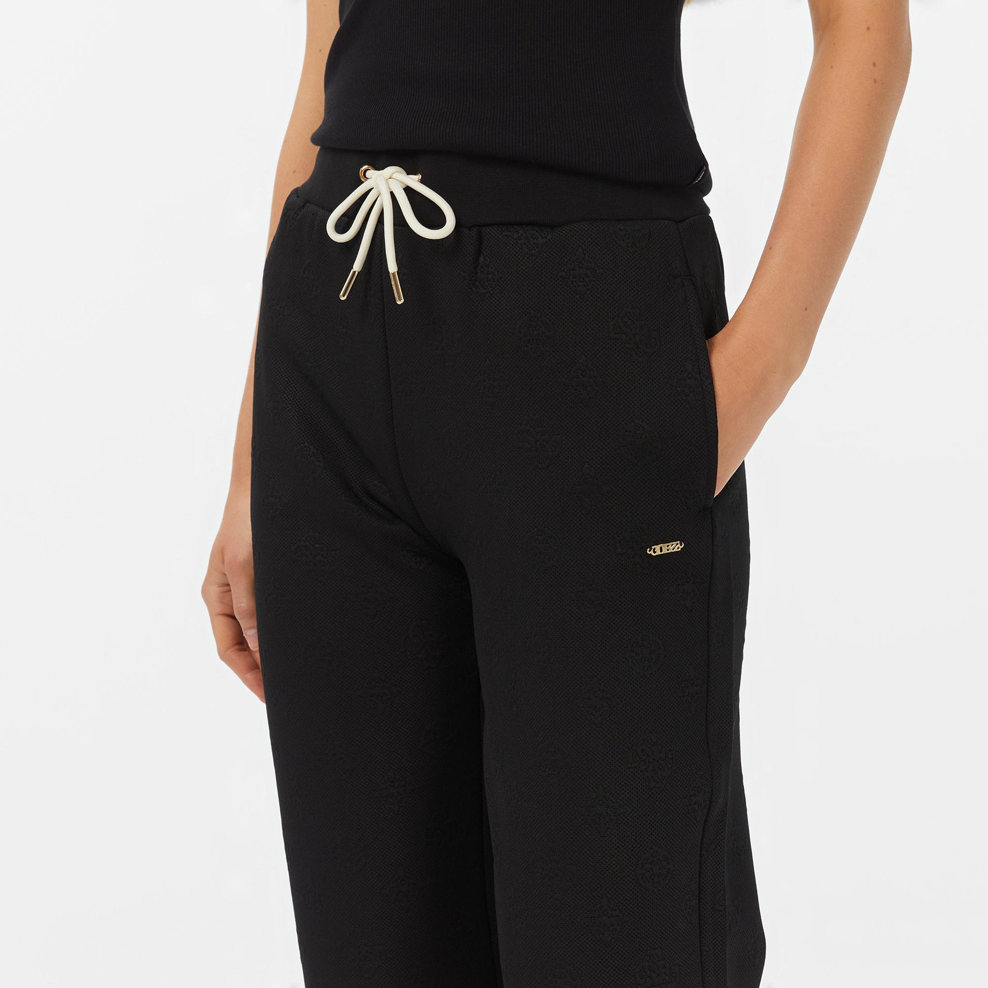 Guess Peony Regular Fit Kadın Siyah Eşofman Altı