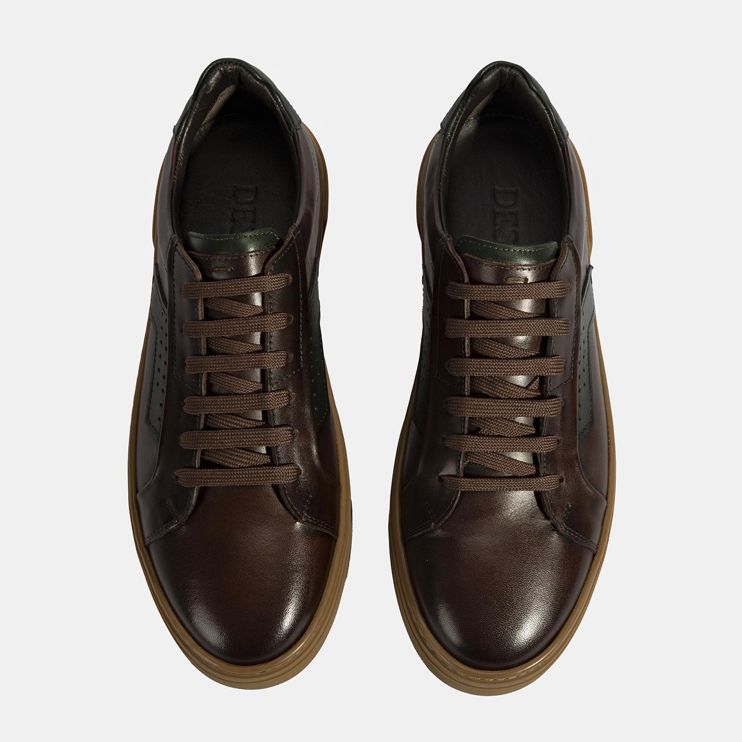 Erkek Kahve Bağcıklı Deri Günlük Ayakkabı