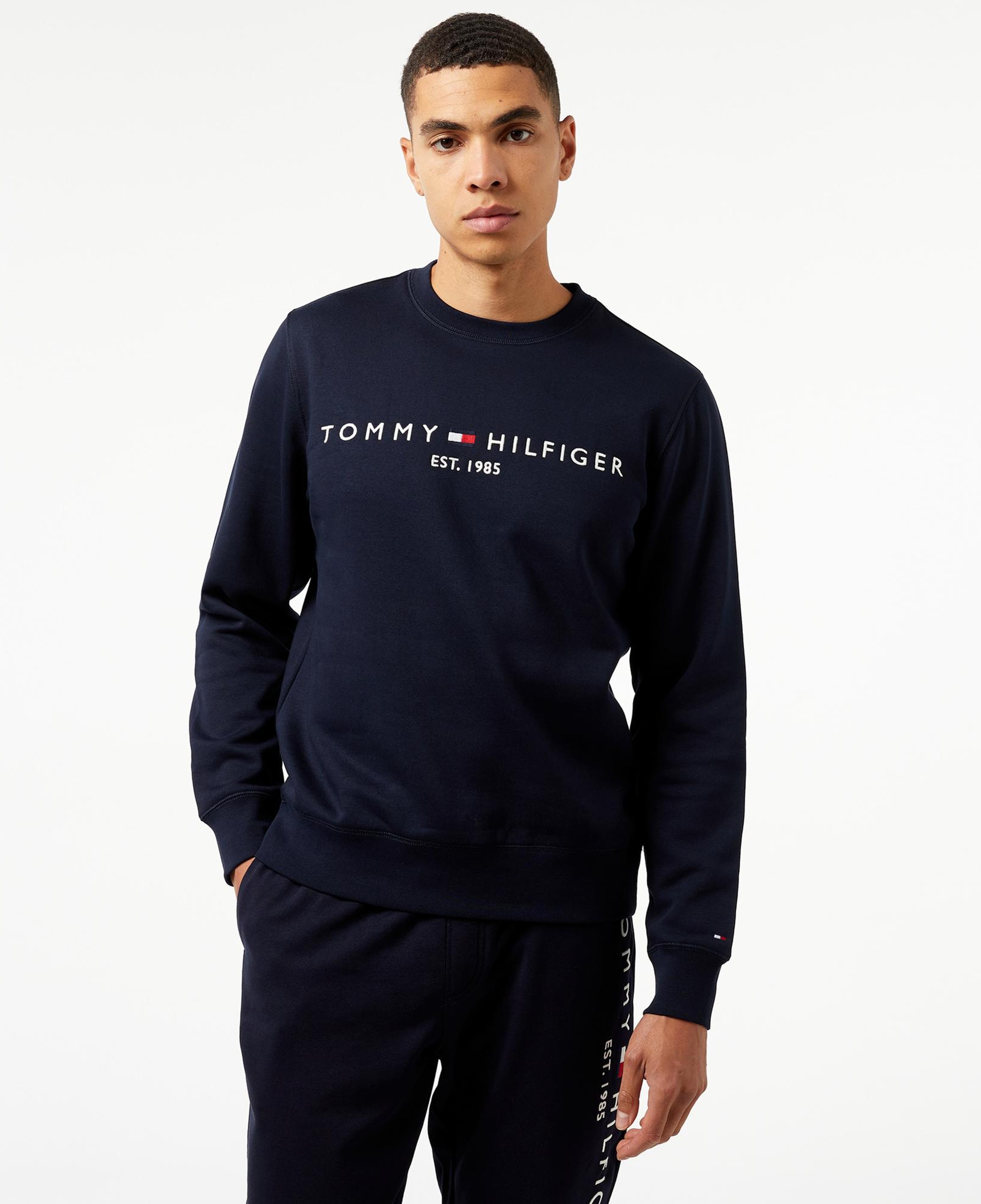 Tommy Hilfiger Tommy Logo Erkek Lacivert Sweatshirt
